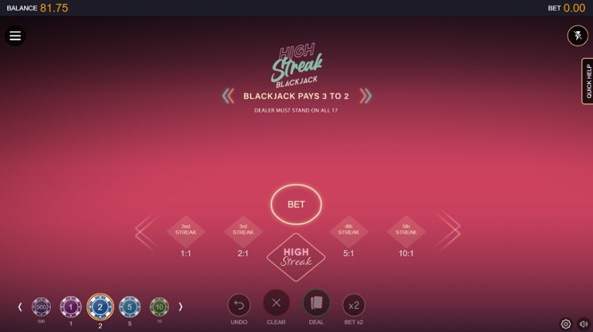 High Streak Blackjack — Juega 100% gratis en modo demo 2 Blackjack High Stripe.jpg