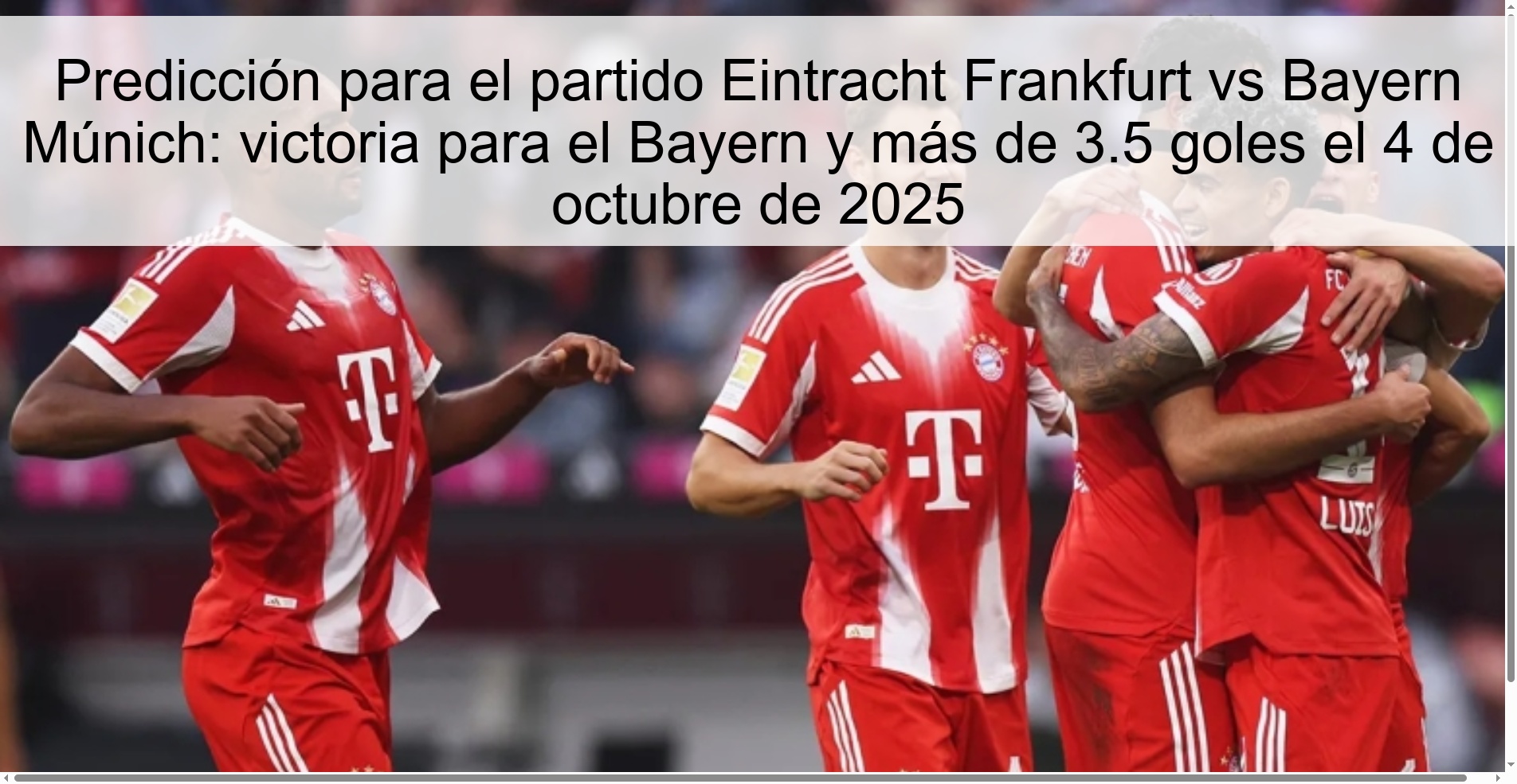 Predicción para el partido Eintracht Frankfurt vs Bayern Múnich: victoria para el Bayern y más de 3.5 goles el 4 de octubre de 2025 1 Predicción para el partido Eintracht Frankfurt vs Bayern Múnich: victoria para el Bayern y más de 3.5 goles el 4 de octubre de 2025