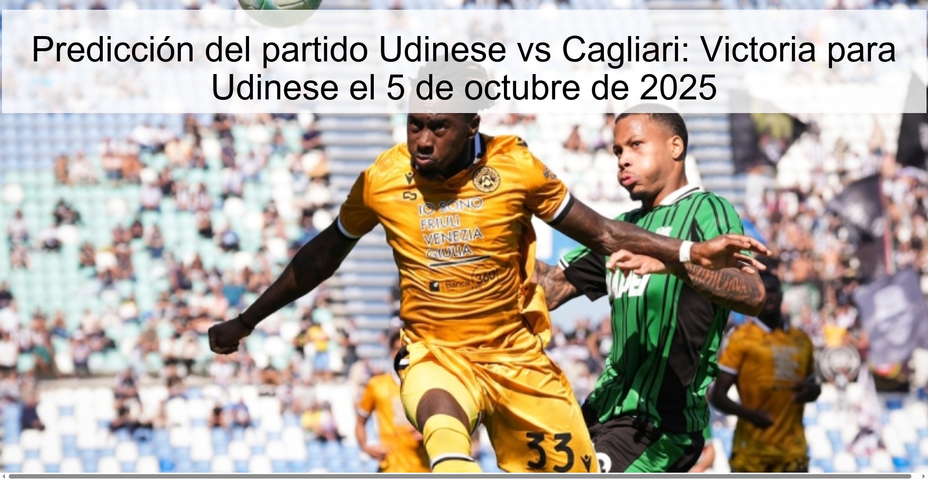 Predicción del partido Udinese vs Cagliari: Victoria para Udinese el 5 de octubre de 2025 1 Predicción del partido Udinese vs Cagliari: Victoria para Udinese el 5 de octubre de 2025