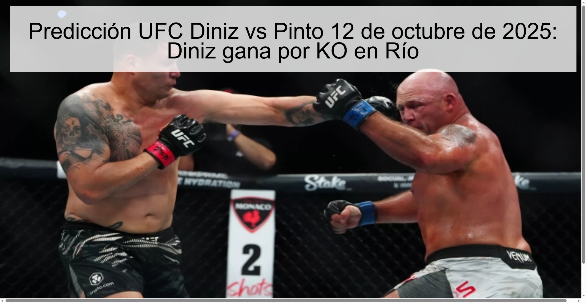 Predicción UFC Diniz vs Pinto 12 de octubre de 2025: Diniz gana por KO en Río 1 Predicción UFC Diniz vs Pinto 12 de octubre de 2025: Diniz gana por KO en Río