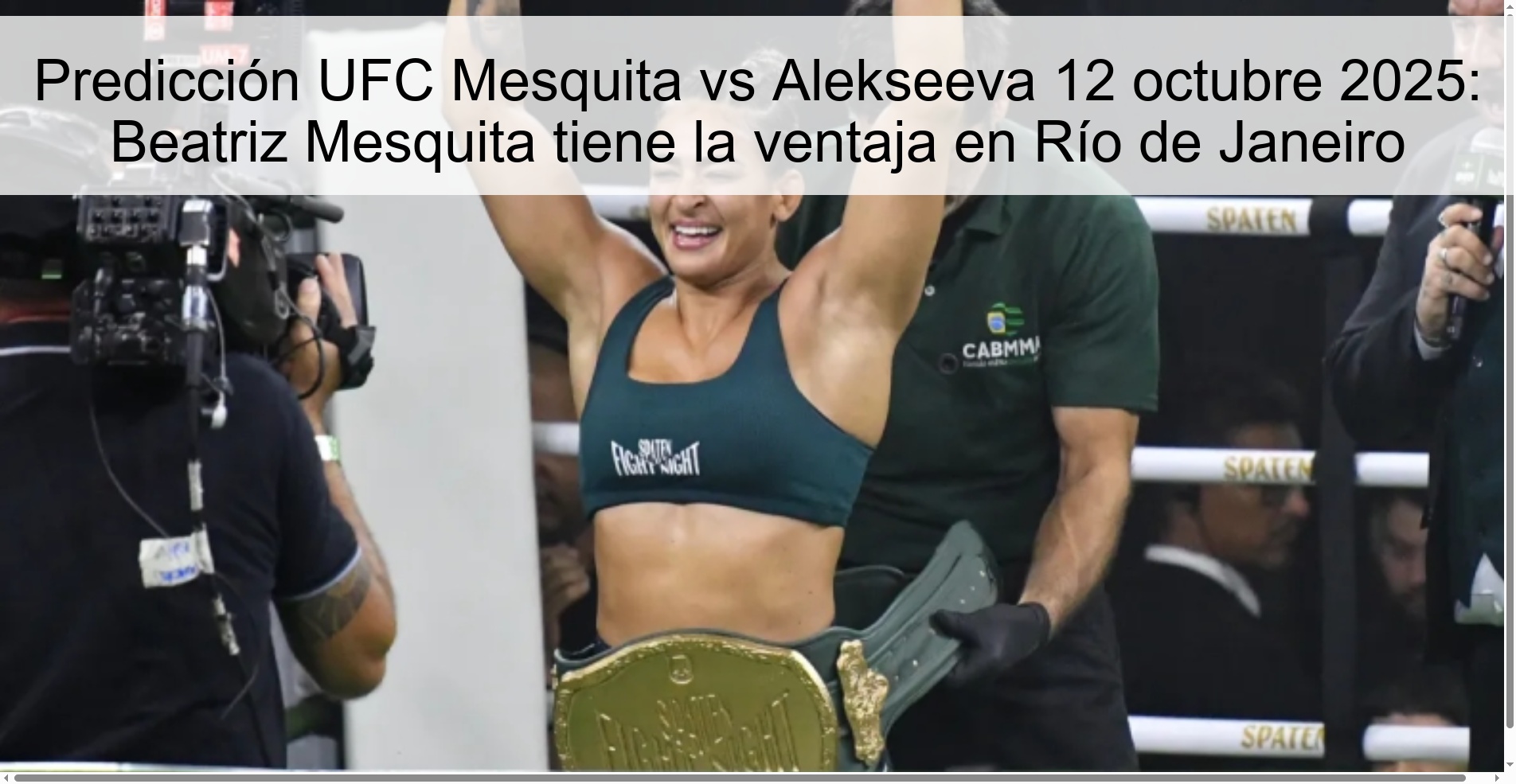 Predicción UFC Mesquita vs Alekseeva 12 octubre 2025: Beatriz Mesquita tiene la ventaja en Río de Janeiro 1 310949