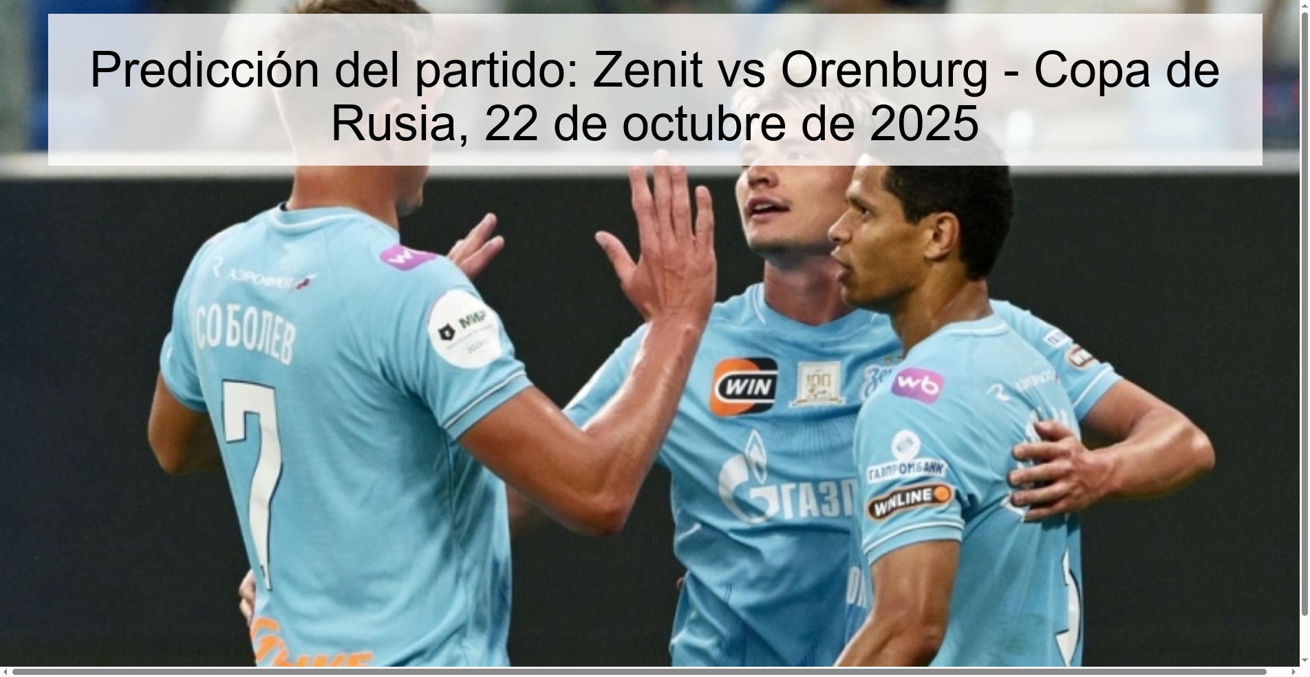 Match Prediction: Zenit vs Orenburg – Russian Cup, October 22, 2025