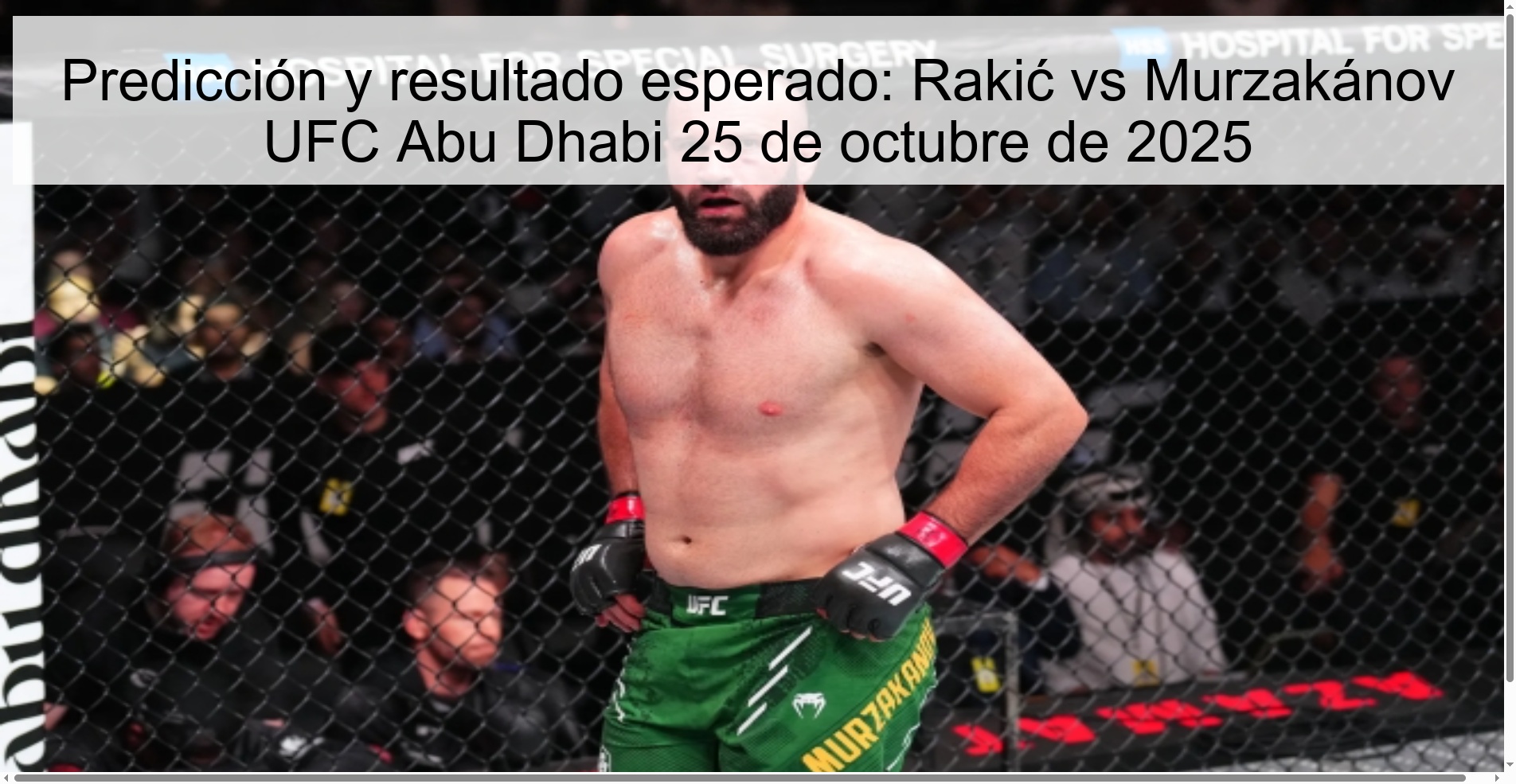 Prediction and expected result: Rakić vs Murzakánov UFC Abu Dhabi October 25, 2025