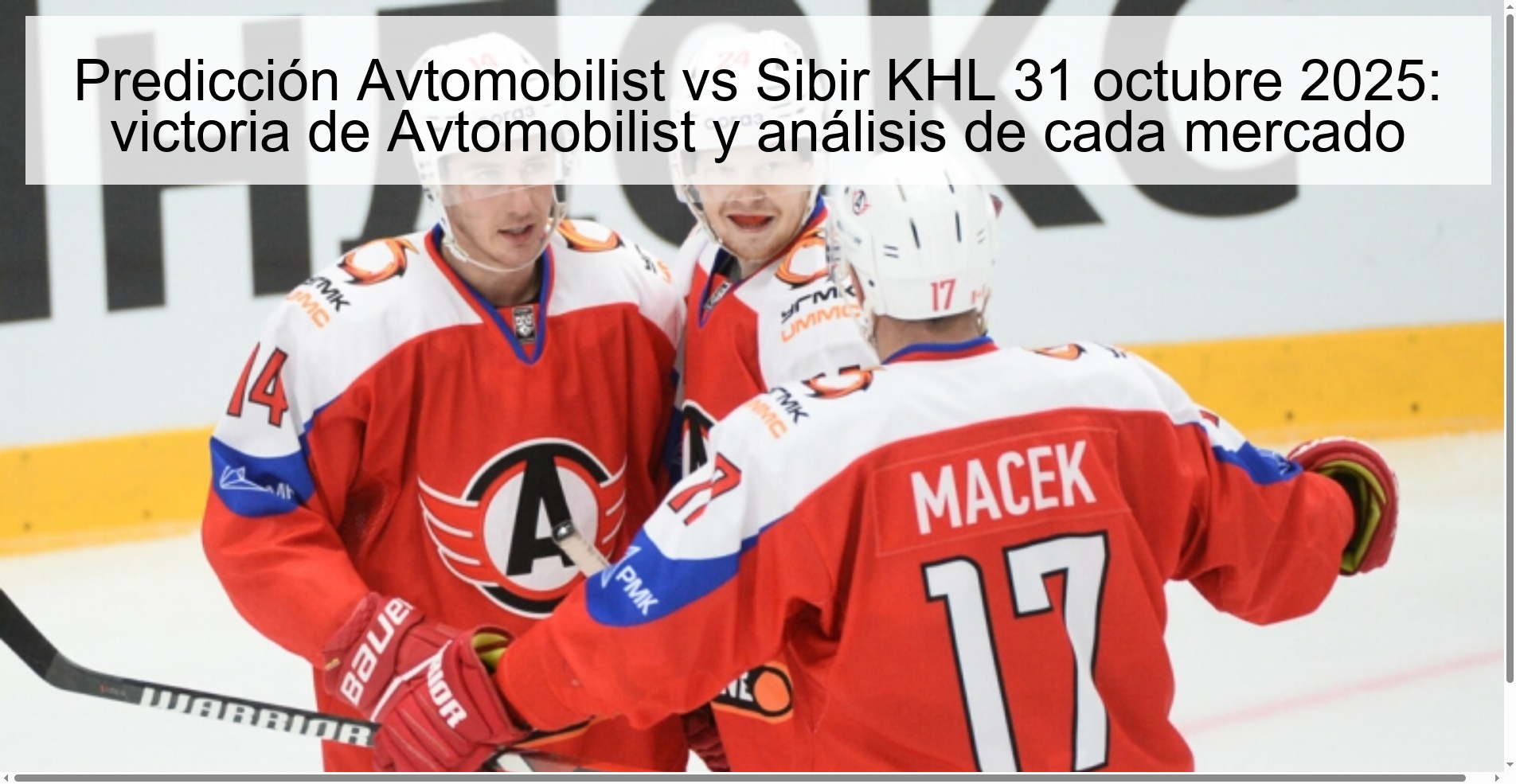 Predicción Avtomobilist vs Sibir KHL 31 octubre 2025: victoria de Avtomobilist y análisis de cada mercado 1 Predicción Avtomobilist vs Sibir KHL 31 octubre 2025: victoria de Avtomobilist y análisis de cada mercado