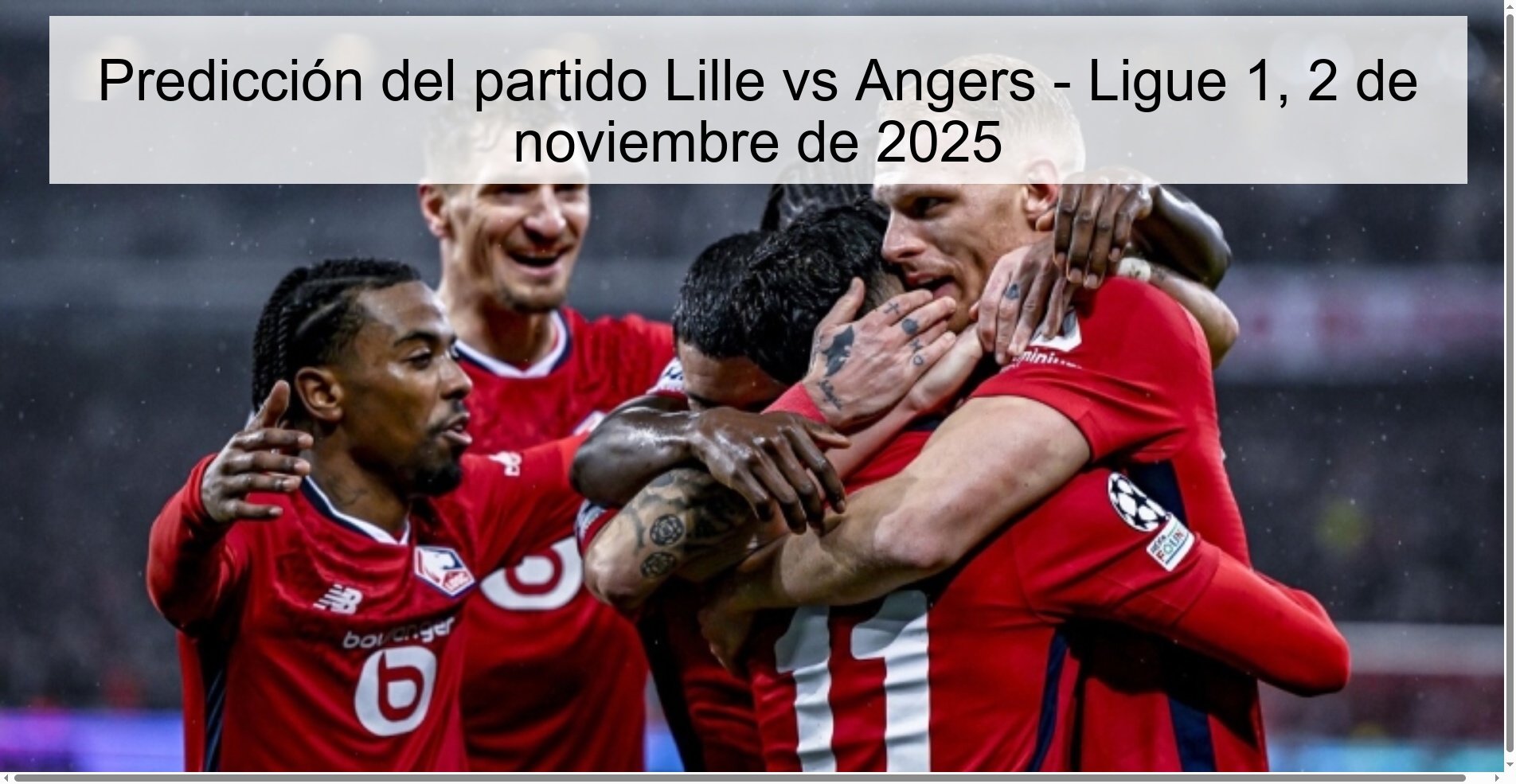 Predicción del partido Lille vs Angers - Ligue 1, 2 de noviembre de 2025 1 319282
