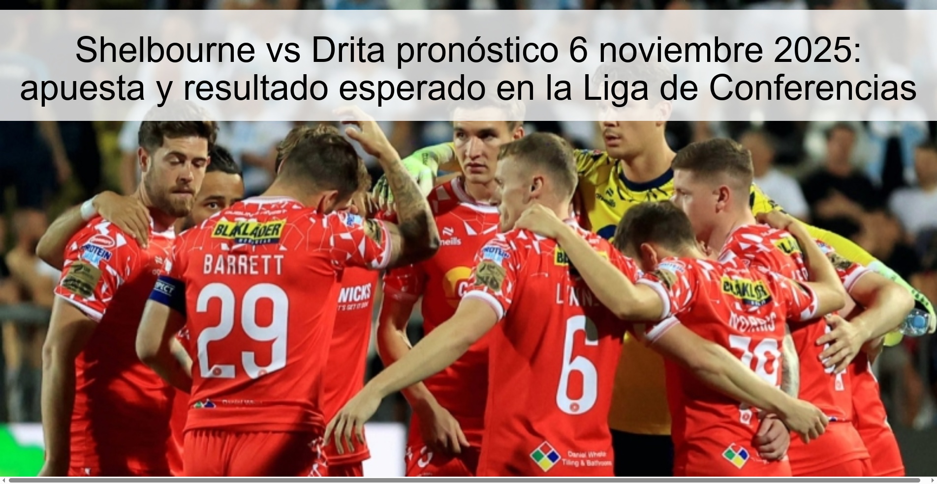 Shelbourne vs Drita pronóstico 6 noviembre 2025: apuesta y resultado esperado en la Liga de Conferencias 1 320808
