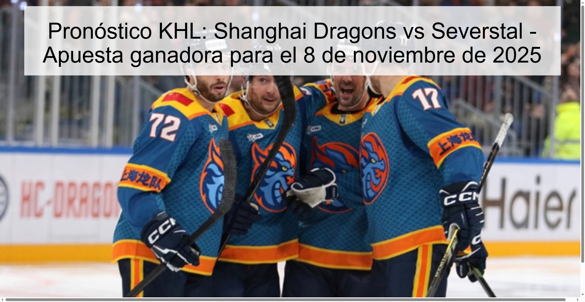 KHL Prediction: Shanghai Dragons vs Severstal - Winning bet for November 8, 2025 1 321576