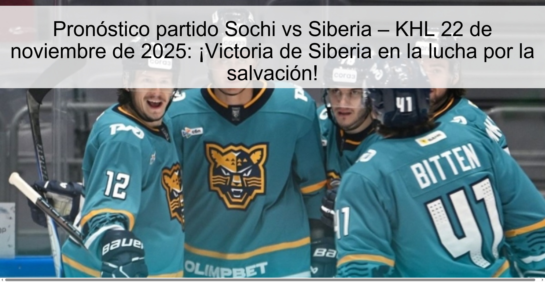 Pronóstico partido Sochi vs Siberia – KHL 22 de noviembre de 2025: ¡Victoria de Siberia en la lucha por la salvación! 1 326119