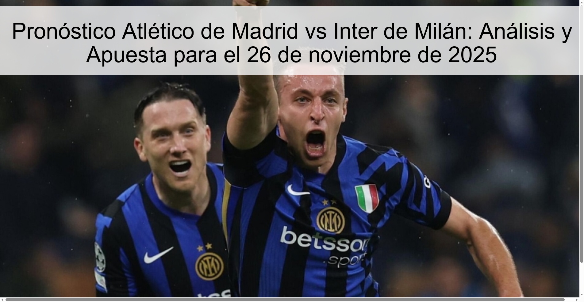 Pronóstico Atlético de Madrid vs Inter de Milán: Análisis y Apuesta para el 26 de noviembre de 2025 1 327156