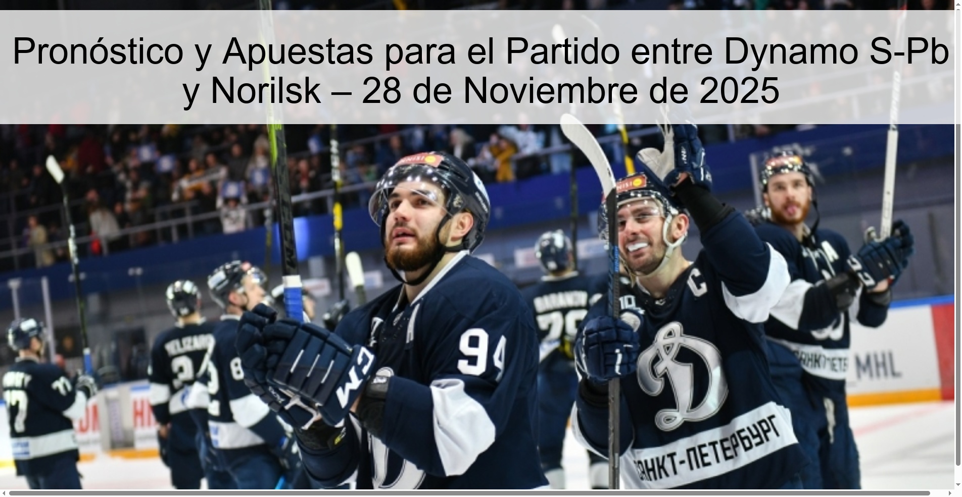 Pronóstico y Apuestas para el Partido entre Dynamo S-Pb y Norilsk – 28 de Noviembre de 2025 1 328112