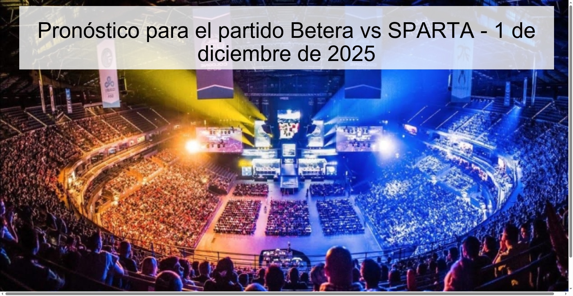 Pronóstico para el partido Betera vs SPARTA - 1 de diciembre de 2025 1 329333