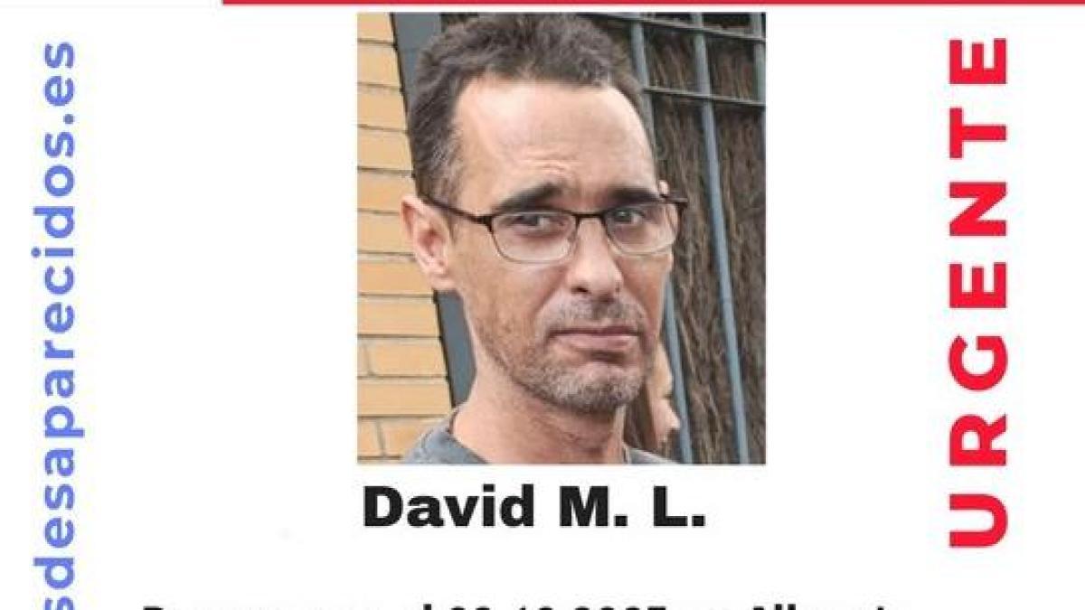 Piden máxima difusión para buscar a David M. L., el hombre de 44 años desaparecido en Alicante hace 22 días 1 6904a2794b7e5.r d.345 260 22059