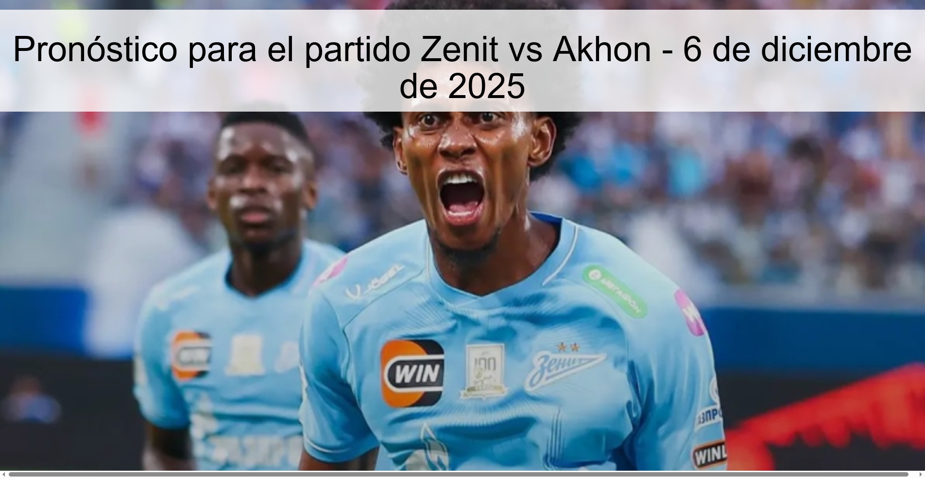 Prediction for the match Zenit vs Akhon - December 6, 2025