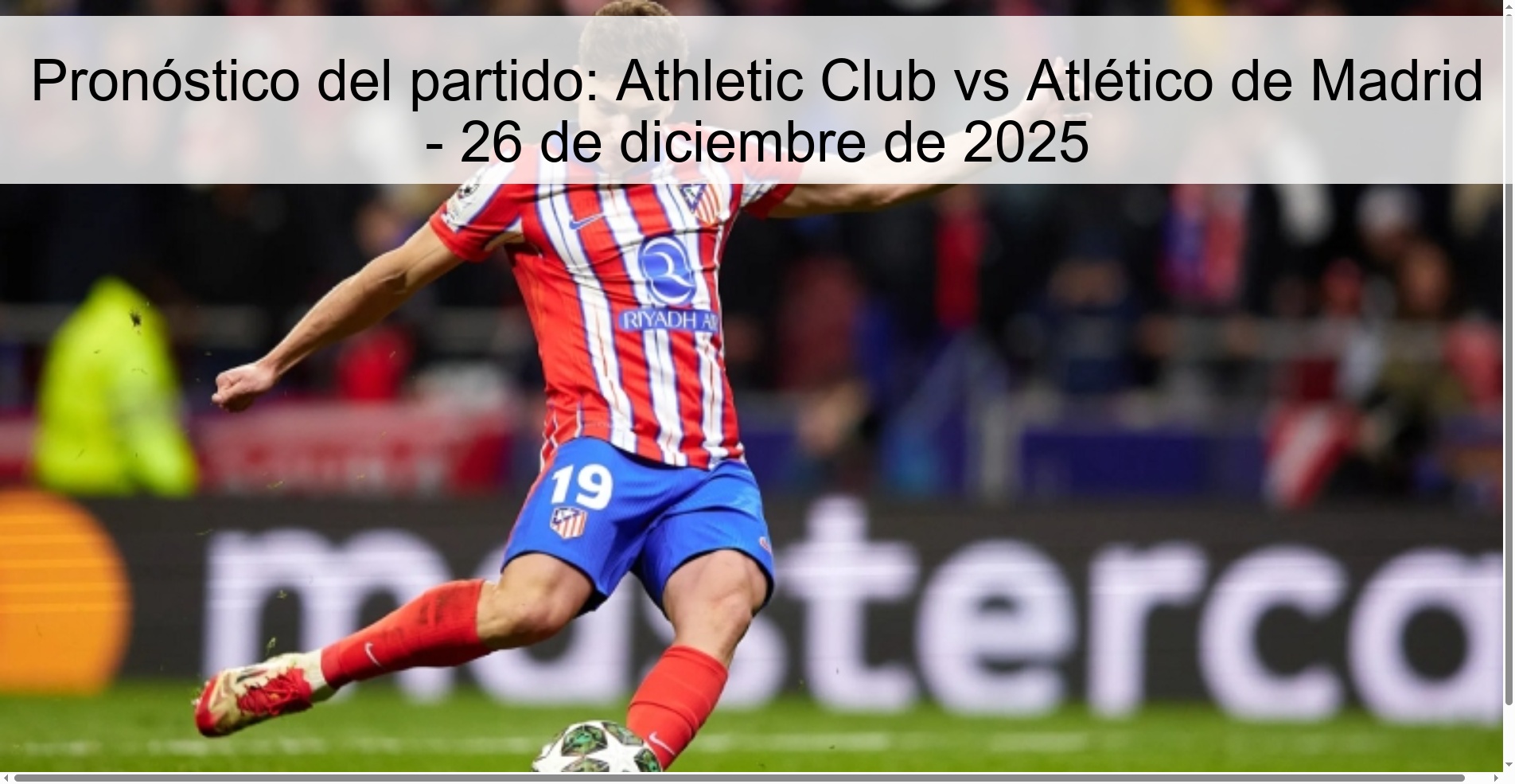 Match prediction: Athletic Club vs Atlético de Madrid - December 26, 2025