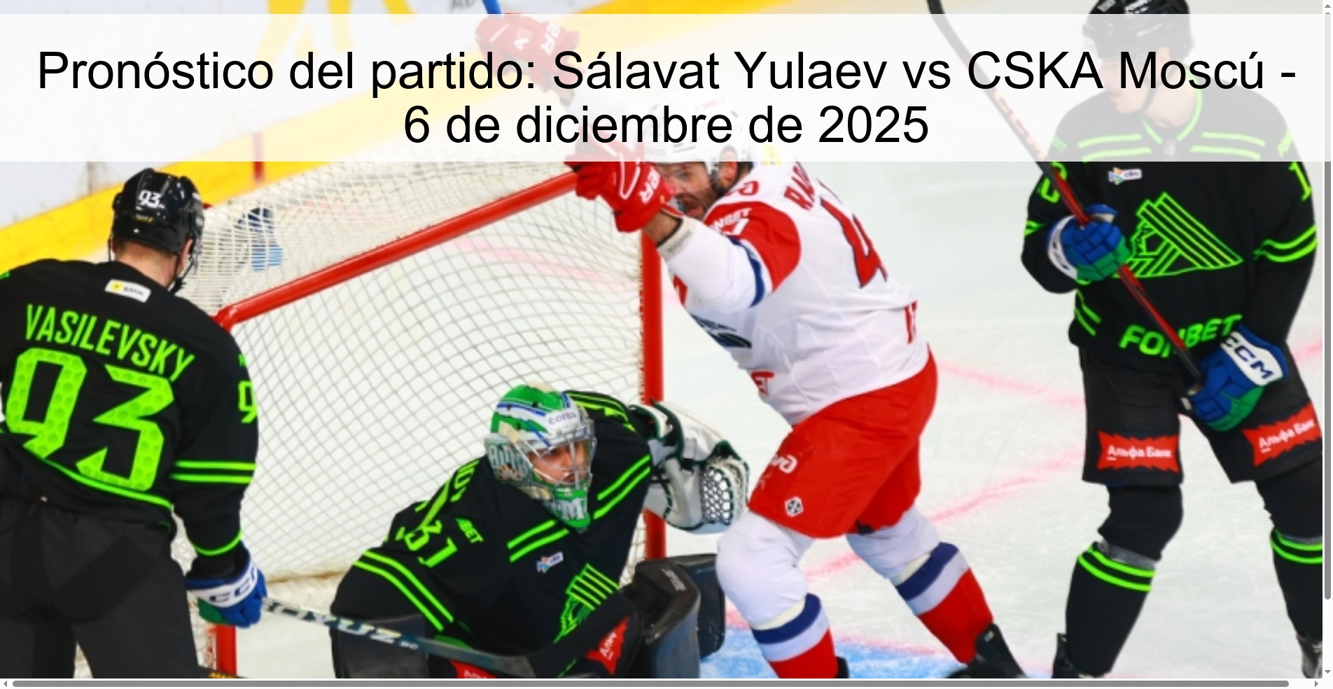 Match Prediction: Sálavat Yulaev vs CSKA Moscow – December 6, 2025