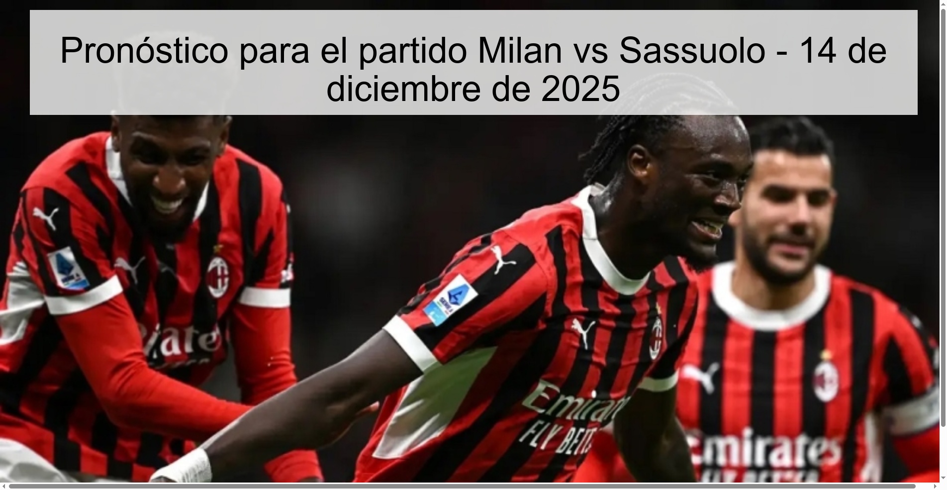 Prediction for the match Milan vs Sassuolo - December 14, 2025