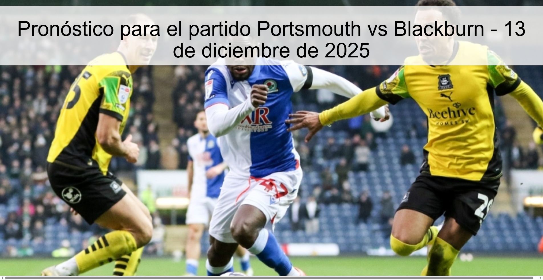 Prediction for the match Portsmouth vs Blackburn - December 13, 2025