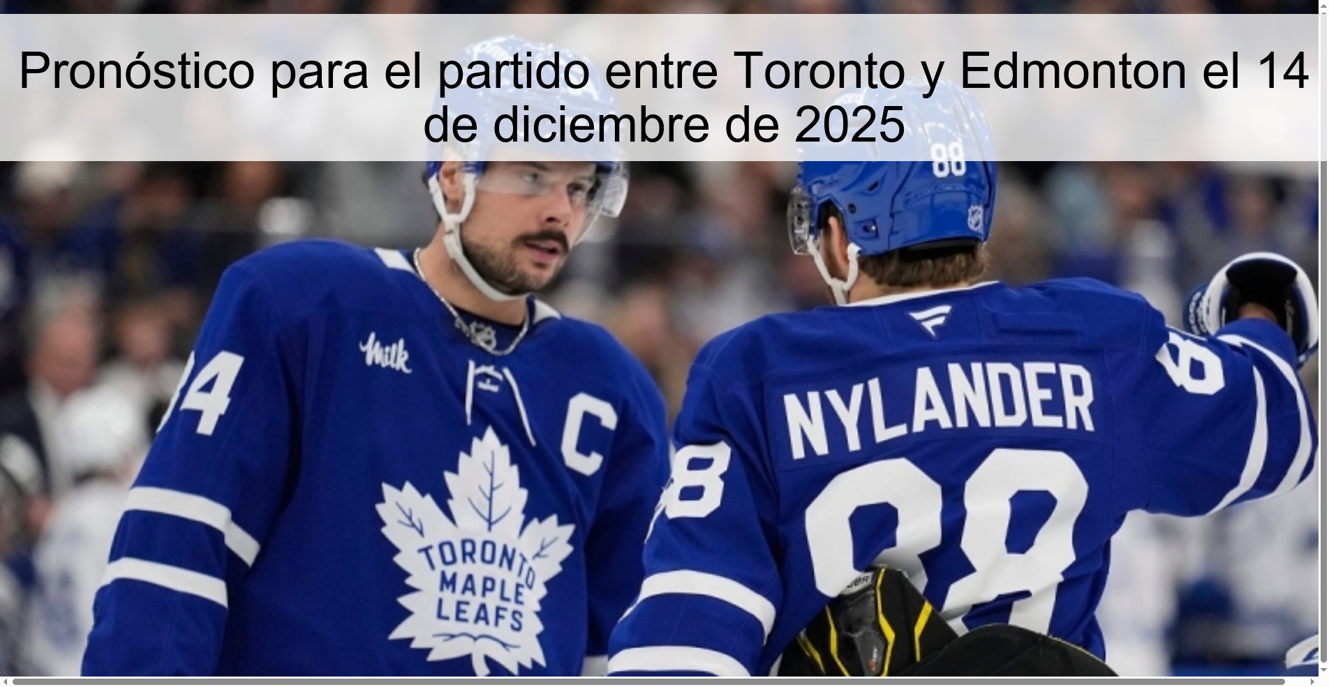Prediction for the match between Toronto and Edmonton on December 14, 2025