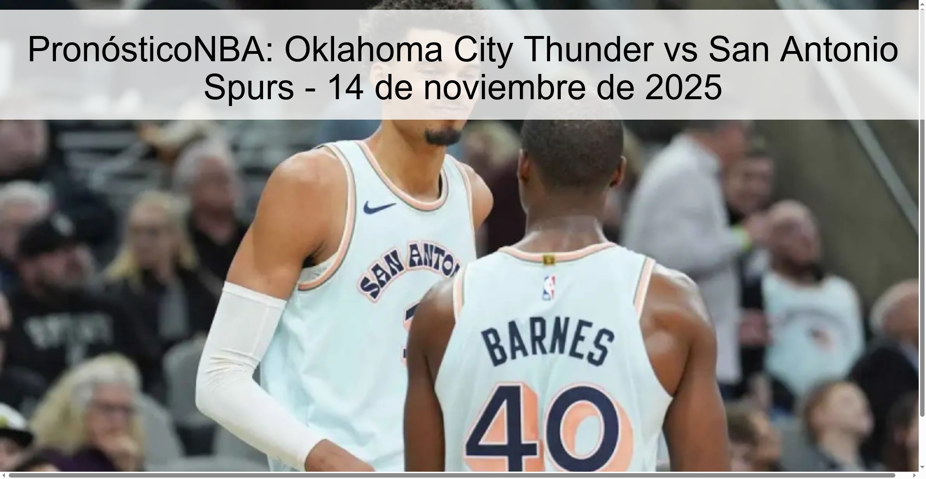 NBA Prediction: Oklahoma City Thunder vs San Antonio Spurs - November 14, 2025 NBA Prediction: Oklahoma City Thunder vs San Antonio Spurs - November 14, 2025