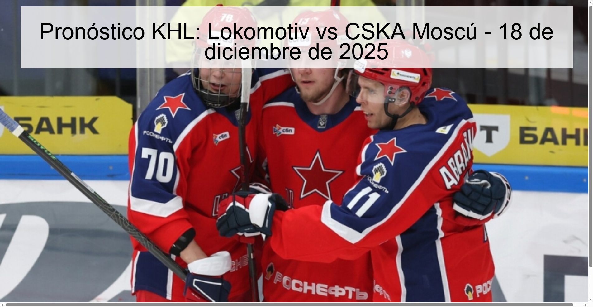 KHL Prediction: Lokomotiv vs CSKA Moscow – December 18, 2025
