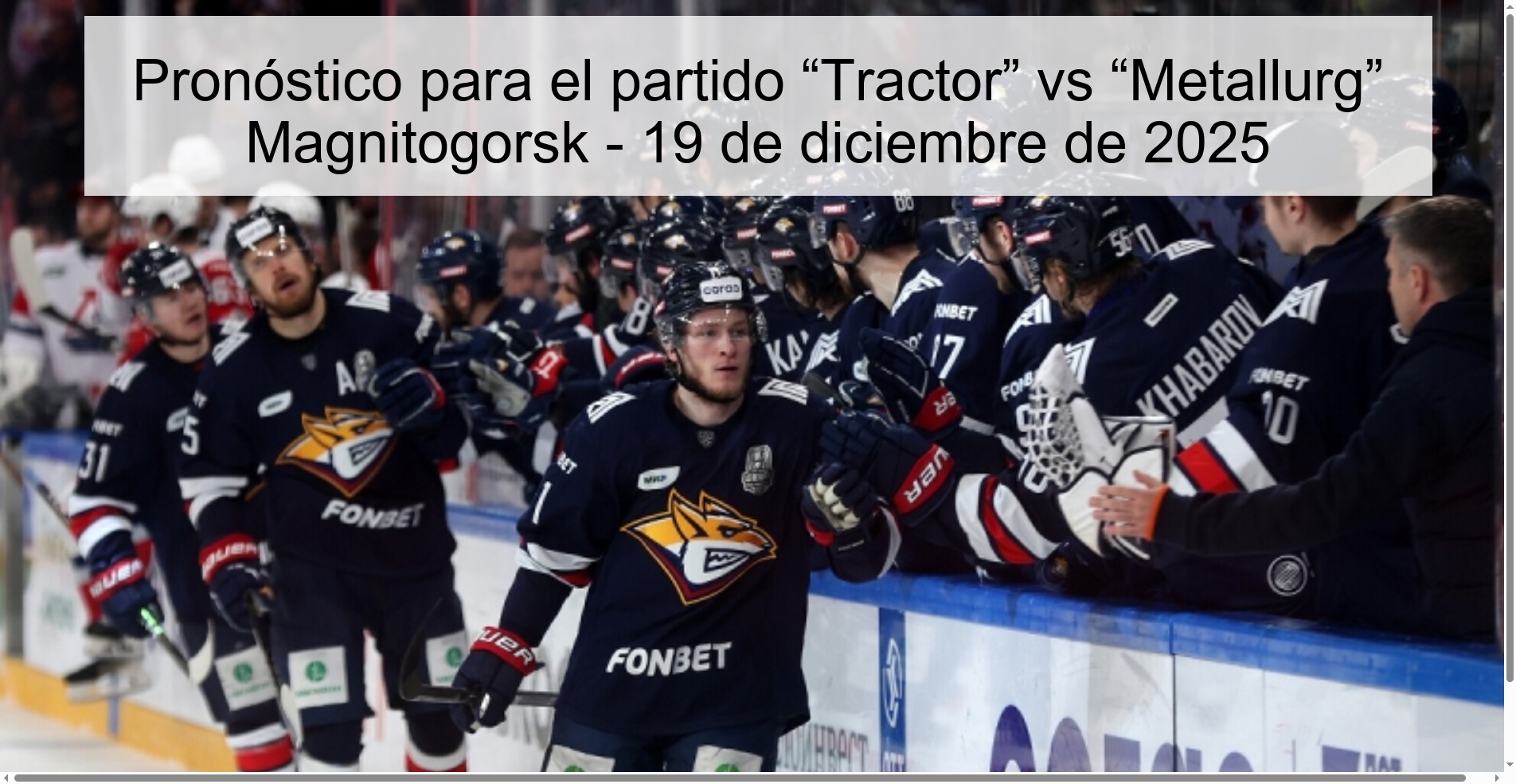 Prediction for the match “Tractor” vs “Metallurg” Magnitogorsk - December 19, 2025