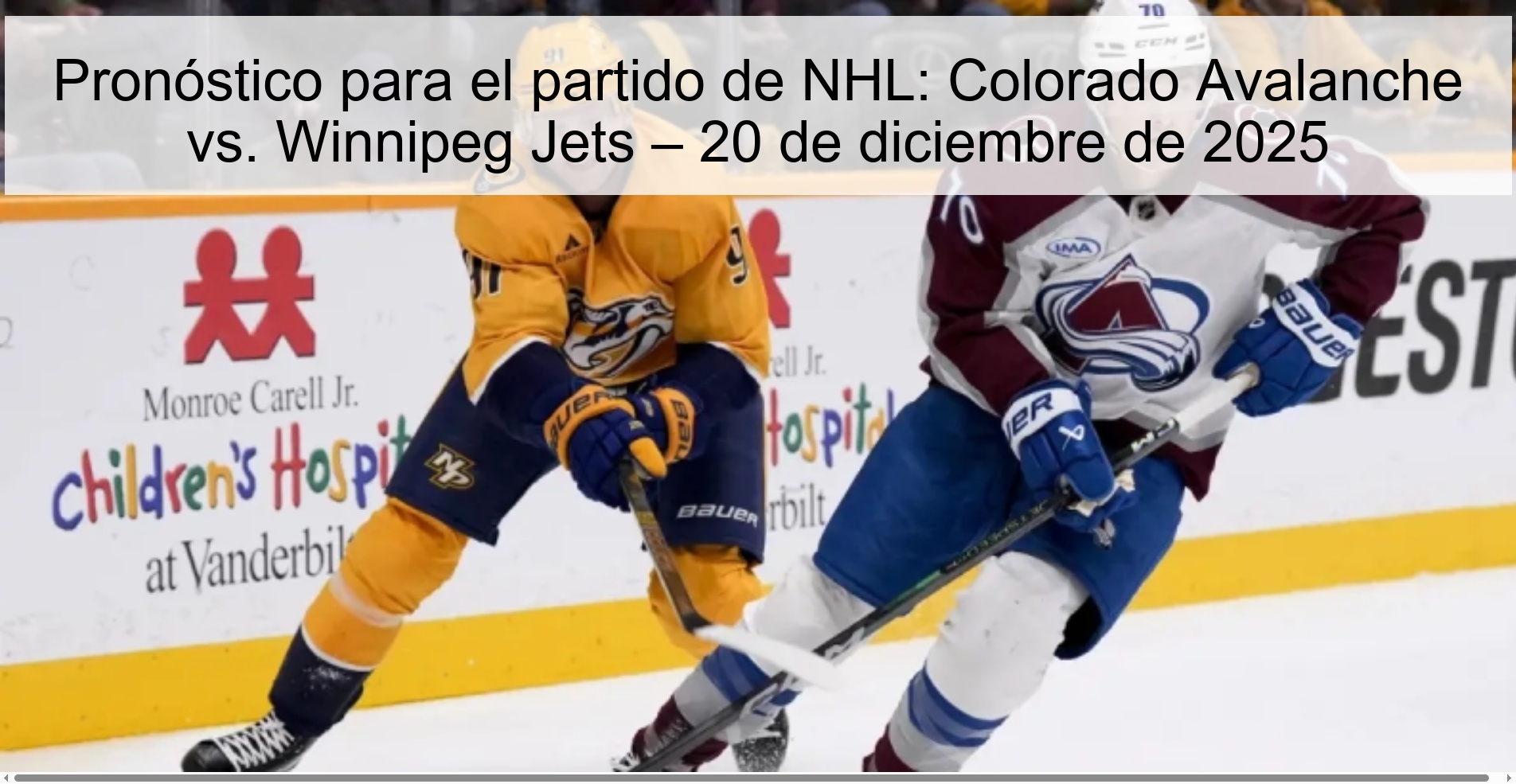Prediction for the NHL game: Colorado Avalanche vs. Winnipeg Jets – December 20, 2025