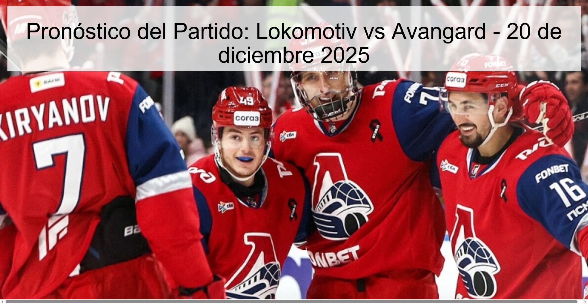 Pronóstico del Partido: Lokomotiv vs Avangard - 20 de diciembre 2025