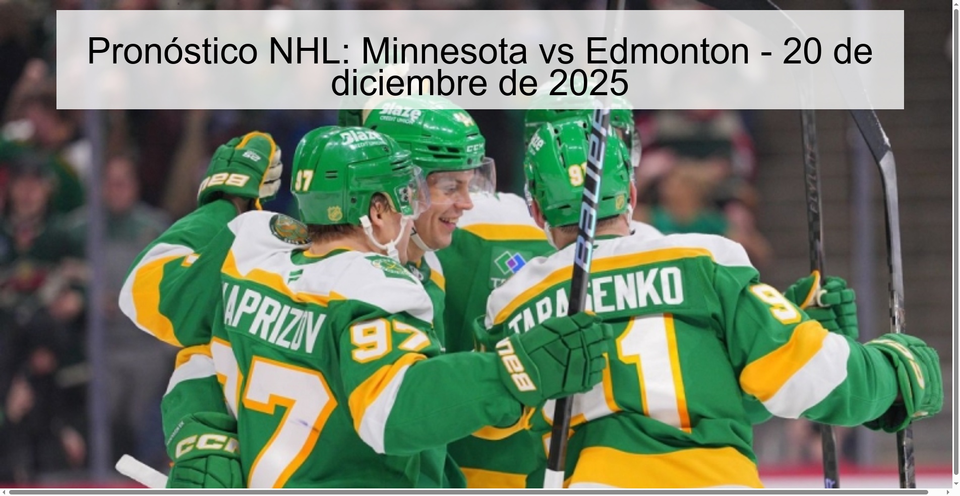 NHL Prediction: Minnesota vs Edmonton – December 20, 2025