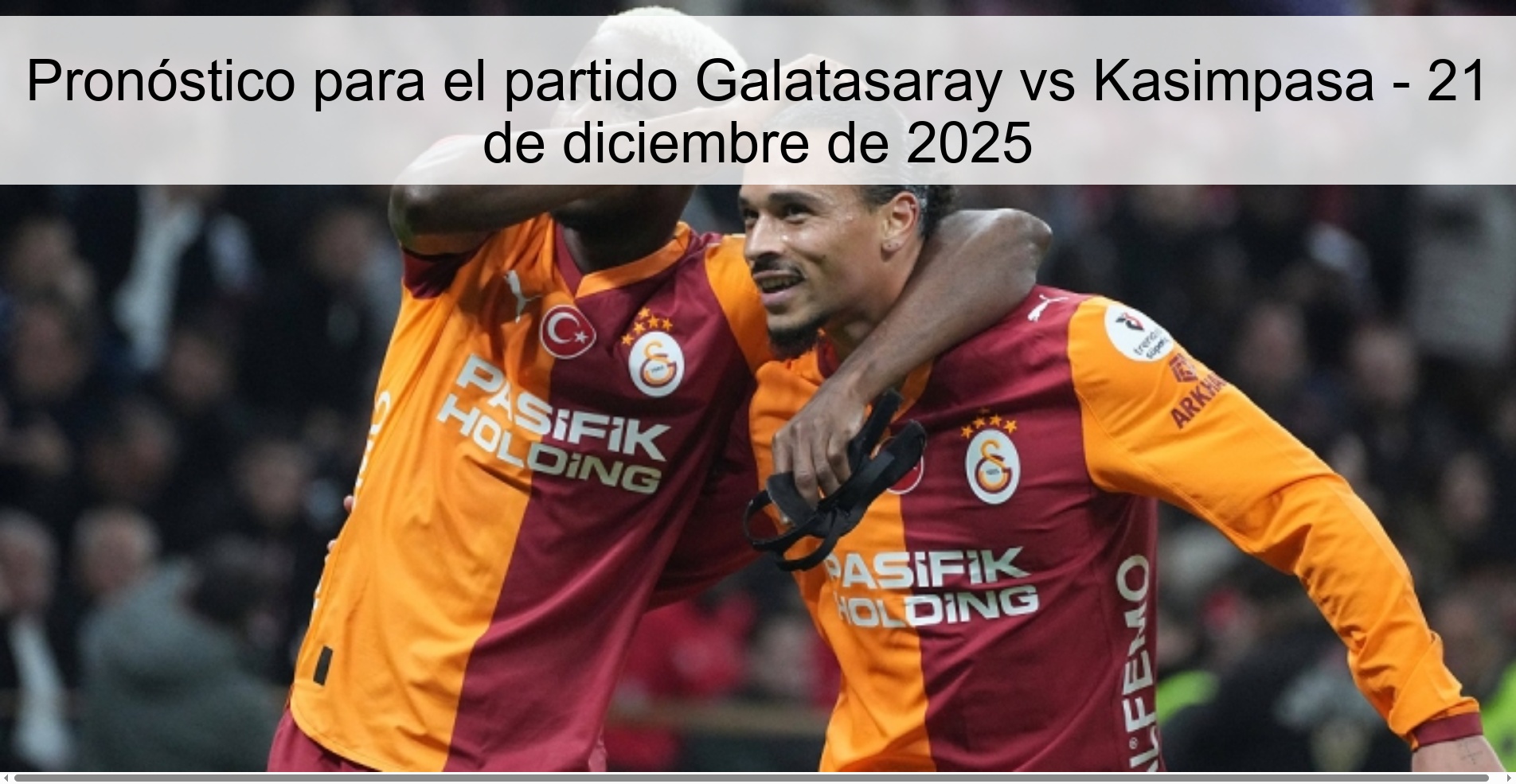 Pronóstico para el partido Galatasaray vs Kasimpasa - 21 de diciembre de 2025