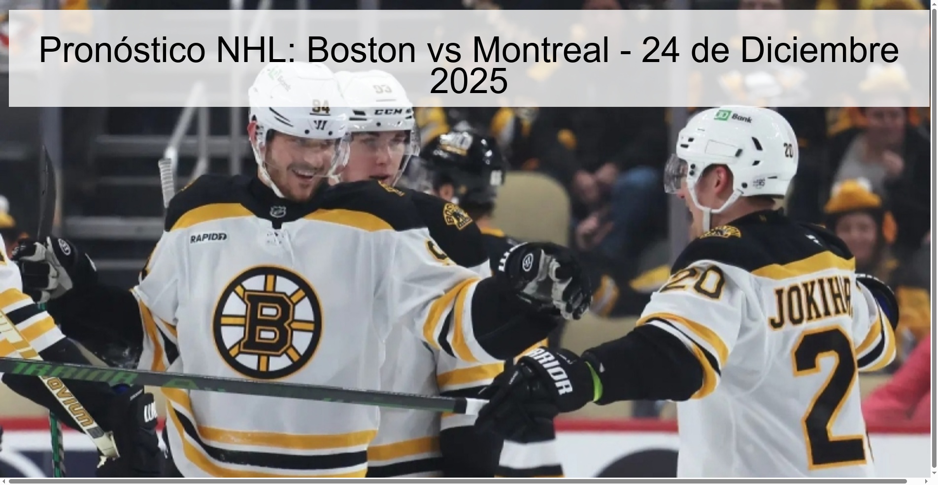 Pronóstico NHL: Boston vs Montreal - 24 de Diciembre 2025