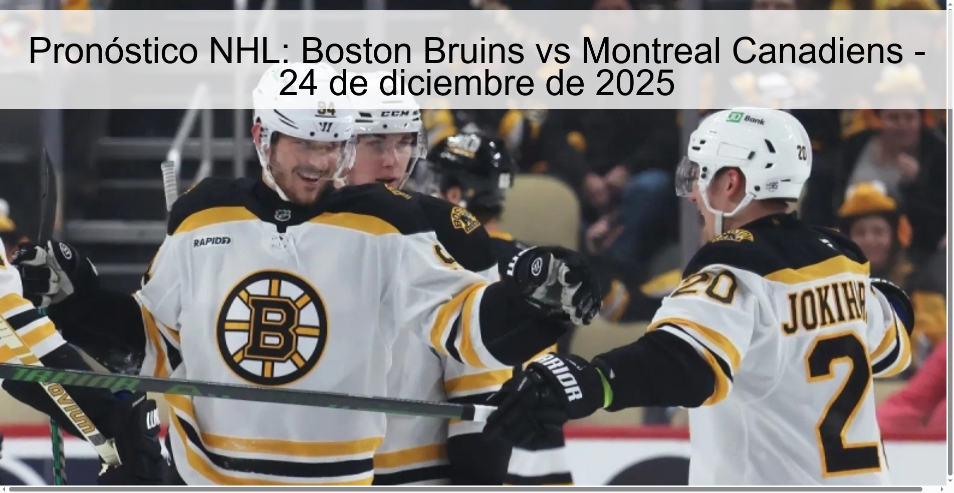 Pronóstico NHL: Boston Bruins vs Montreal Canadiens - 24 de diciembre de 2025