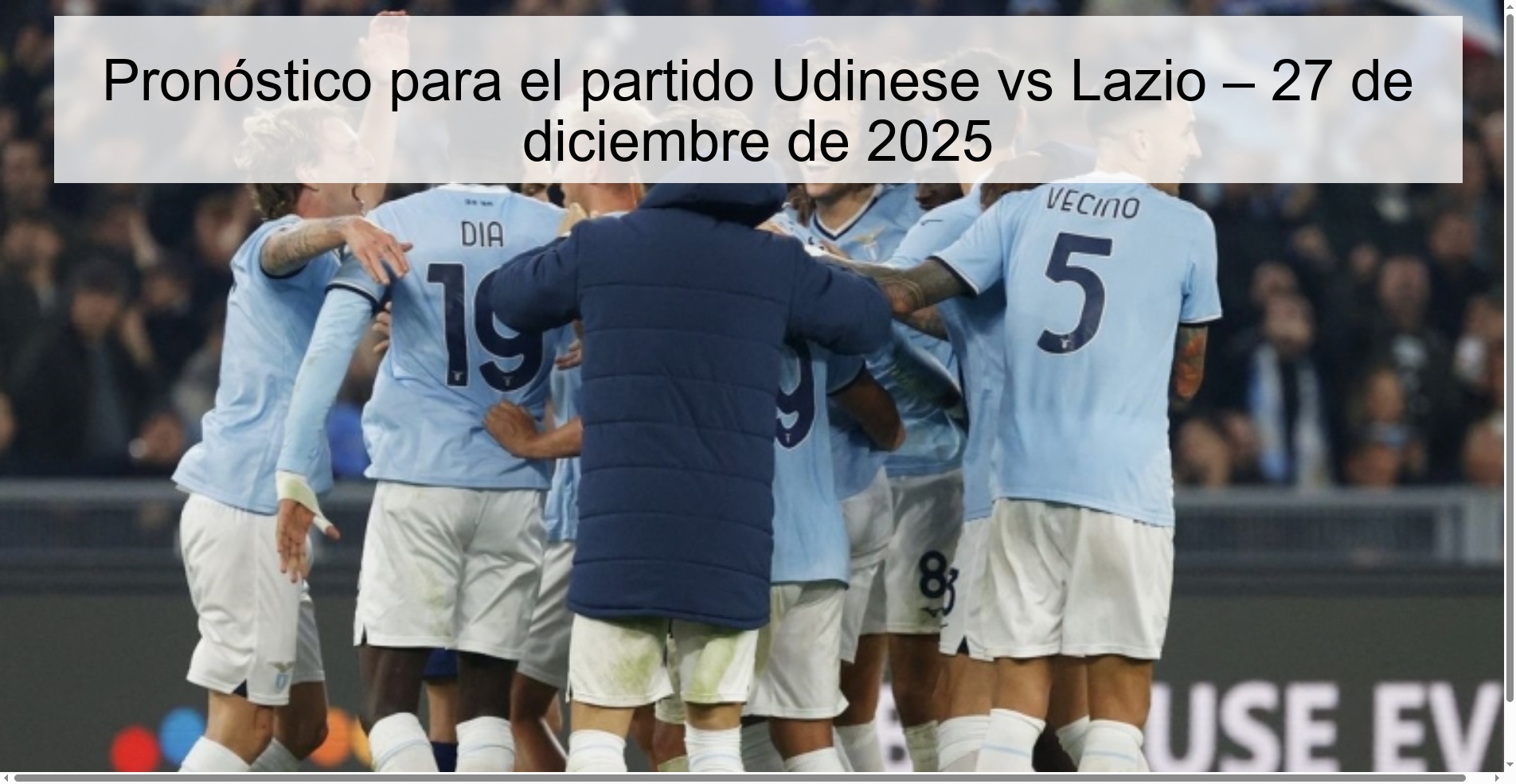 Prediction for the Udinese vs Lazio match – December 27, 2025