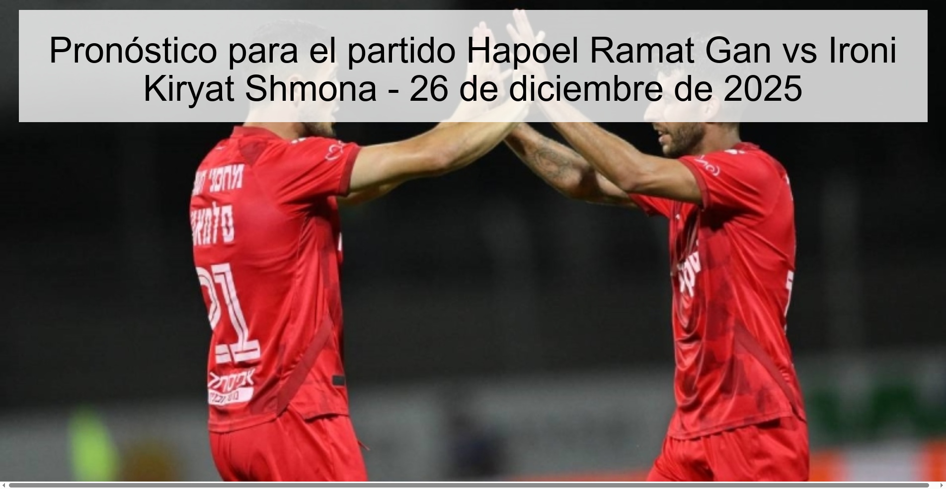 Pronóstico para el partido Hapoel Ramat Gan vs Ironi Kiryat Shmona - 26 de diciembre de 2025 Pronóstico para el partido Hapoel Ramat Gan vs Ironi Kiryat Shmona - 26 de diciembre de 2025