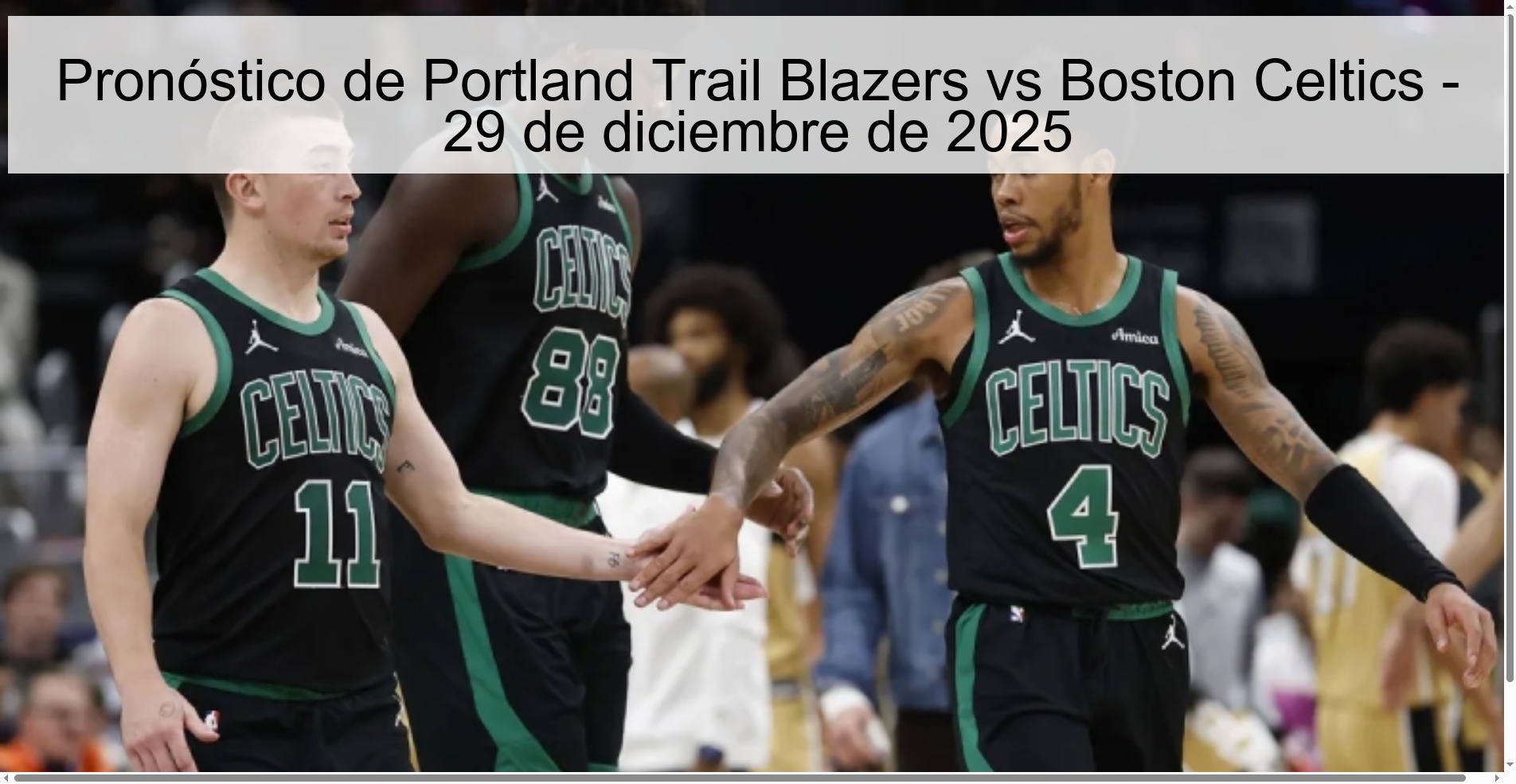 Portland Trail Blazers vs Boston Celtics Prediction – December 29, 2025