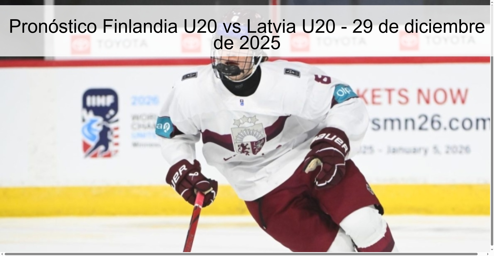 Pronóstico Finlandia U20 vs Latvia U20 - 29 de diciembre de 2025