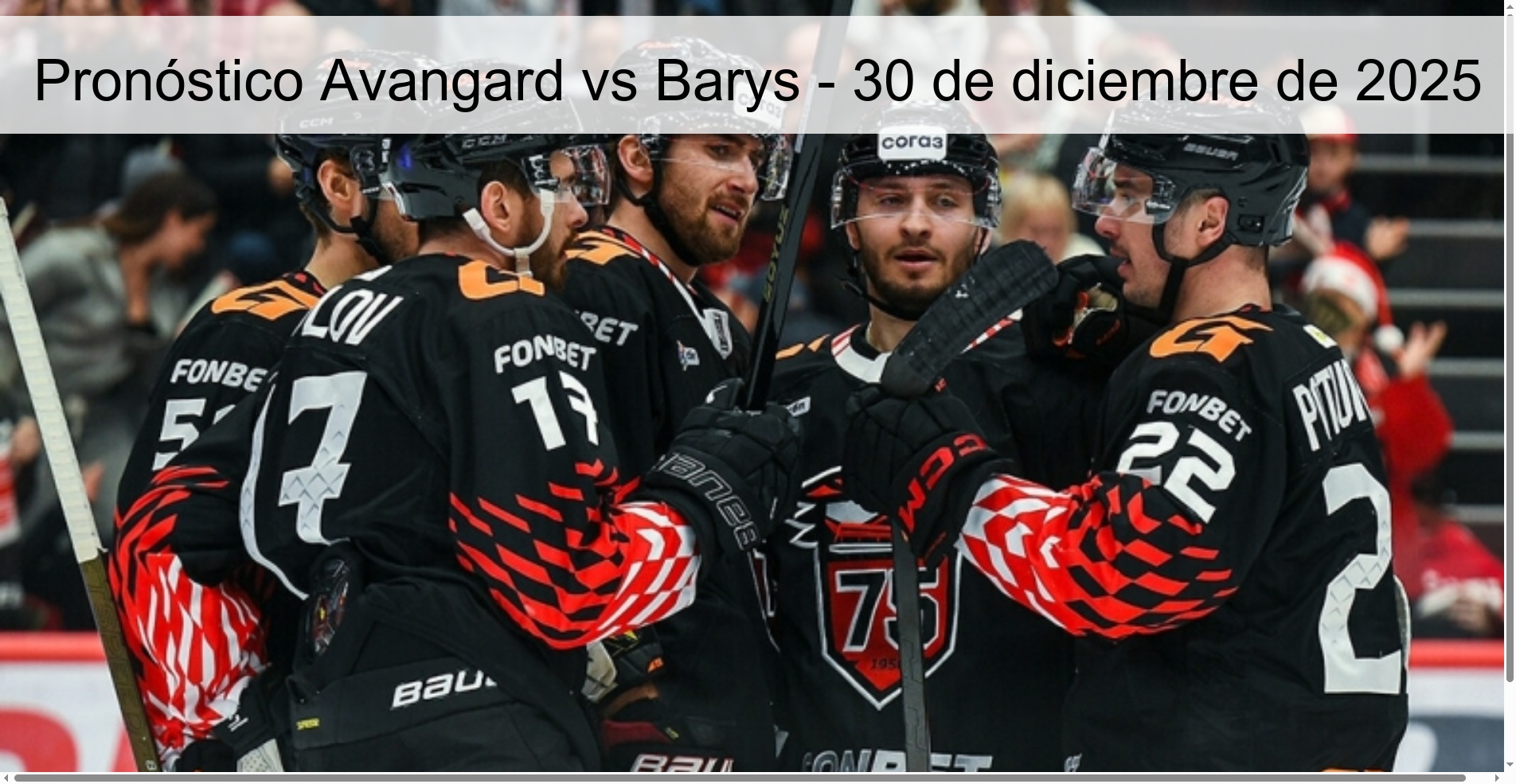 Pronóstico Avangard vs Barys - 30 de diciembre de 2025