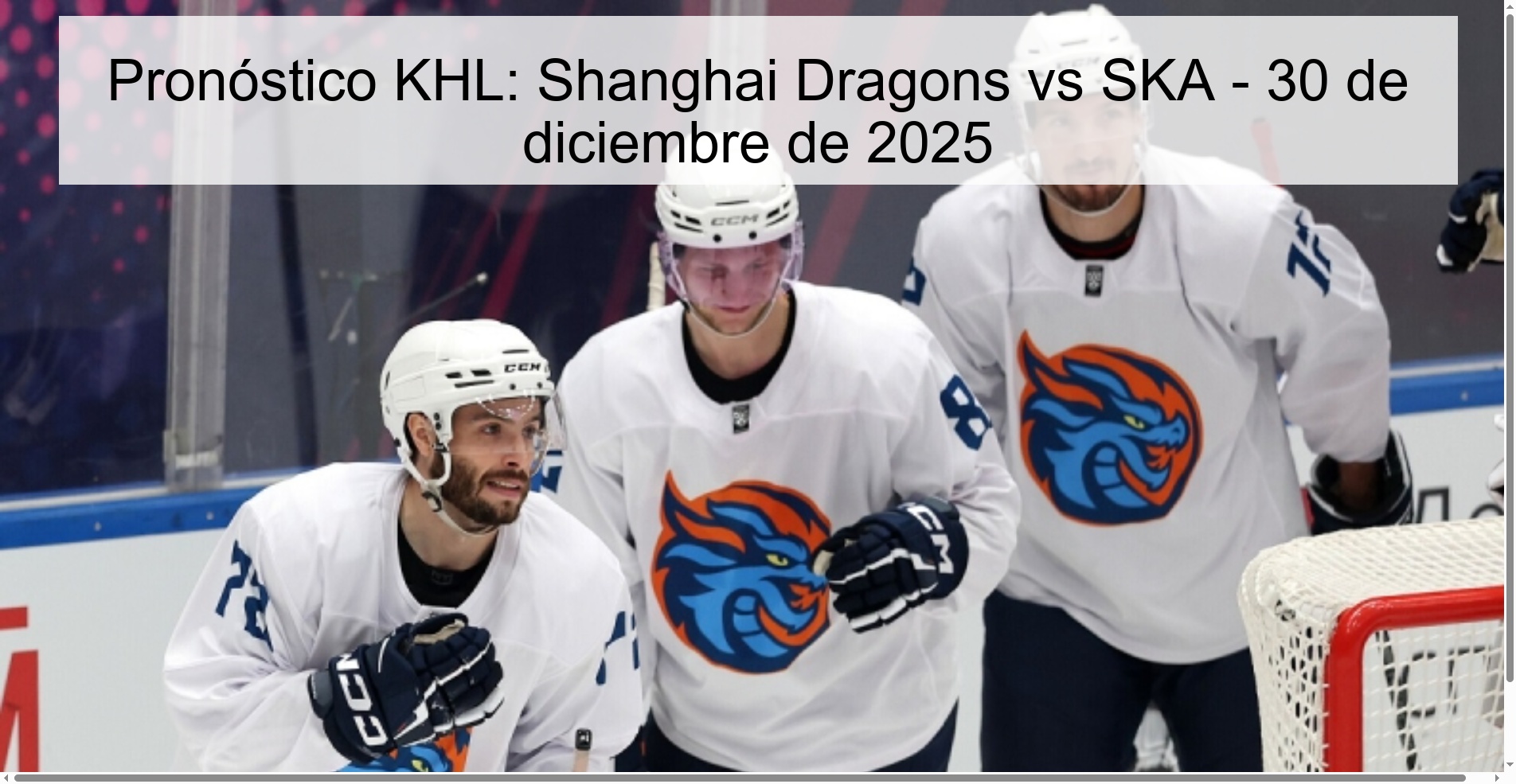 KHL Prediction: Shanghai Dragons vs SKA – December 30, 2025