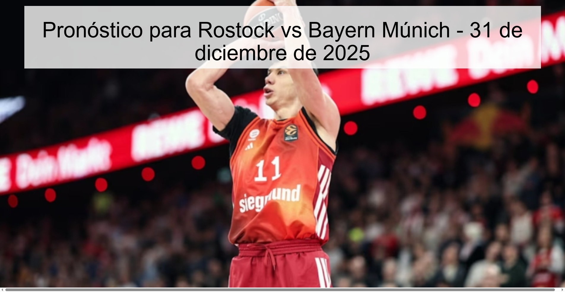 Prediction for Rostock vs Bayern Munich - December 31, 2025