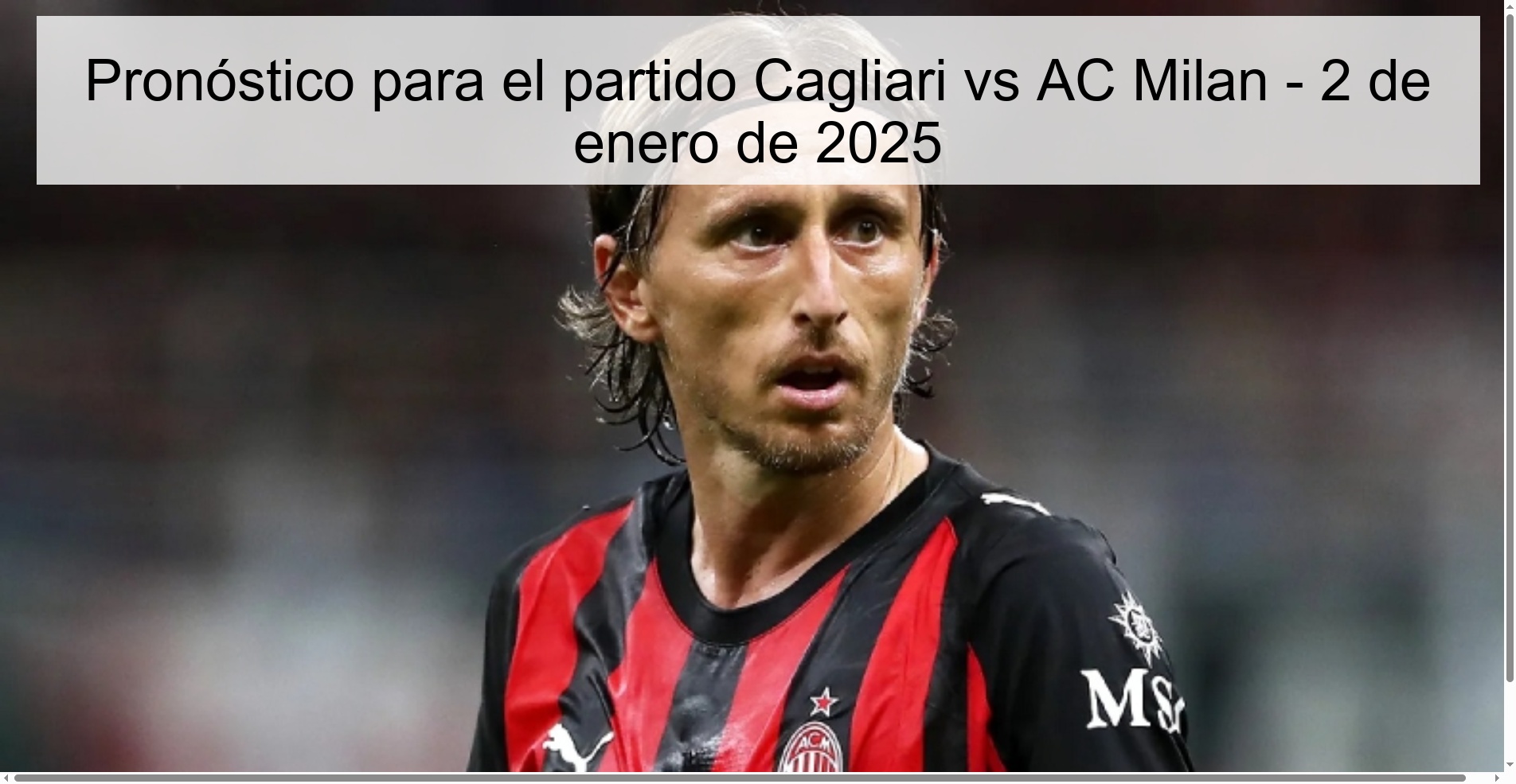 Prediction for the match Cagliari vs AC Milan - January 2, 2025