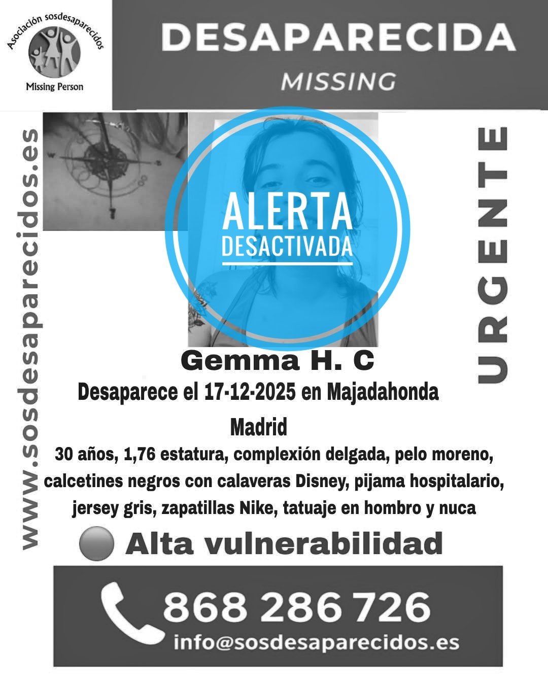 Hope is Renewed: Gemma HC is Found Alive After Her Disappearance in Majadahonda Hope is Renewed: Gemma HC is Found Alive After Her Disappearance in Majadahonda