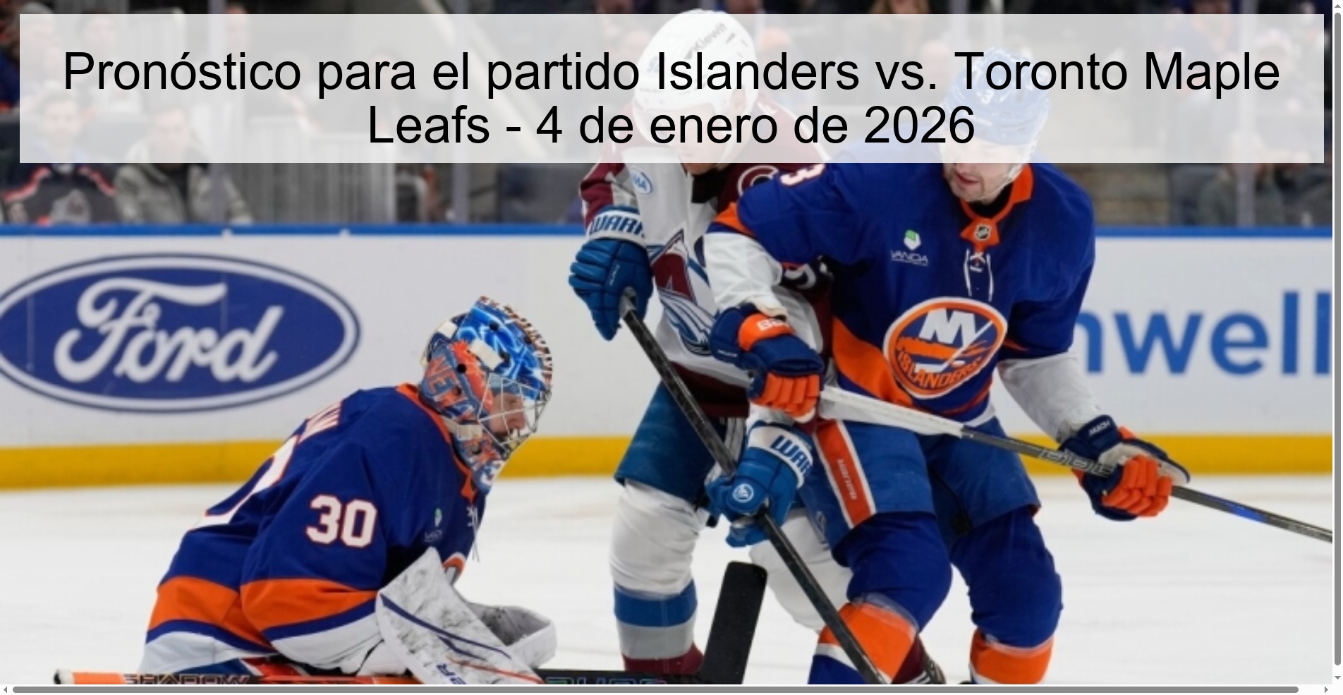 Prediction for the Islanders vs. Toronto Maple Leafs – January 4, 2026