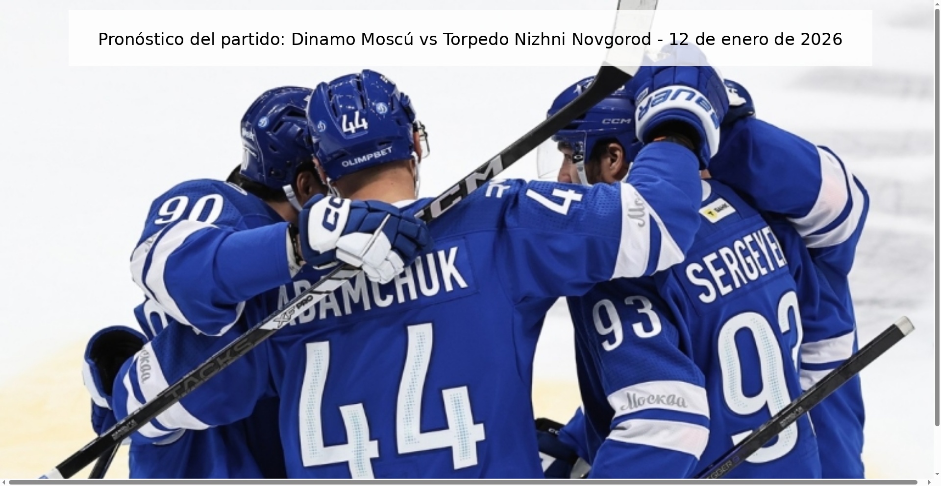 Match Prediction: Dinamo Moscow vs Torpedo Nizhny Novgorod – January 12, 2026