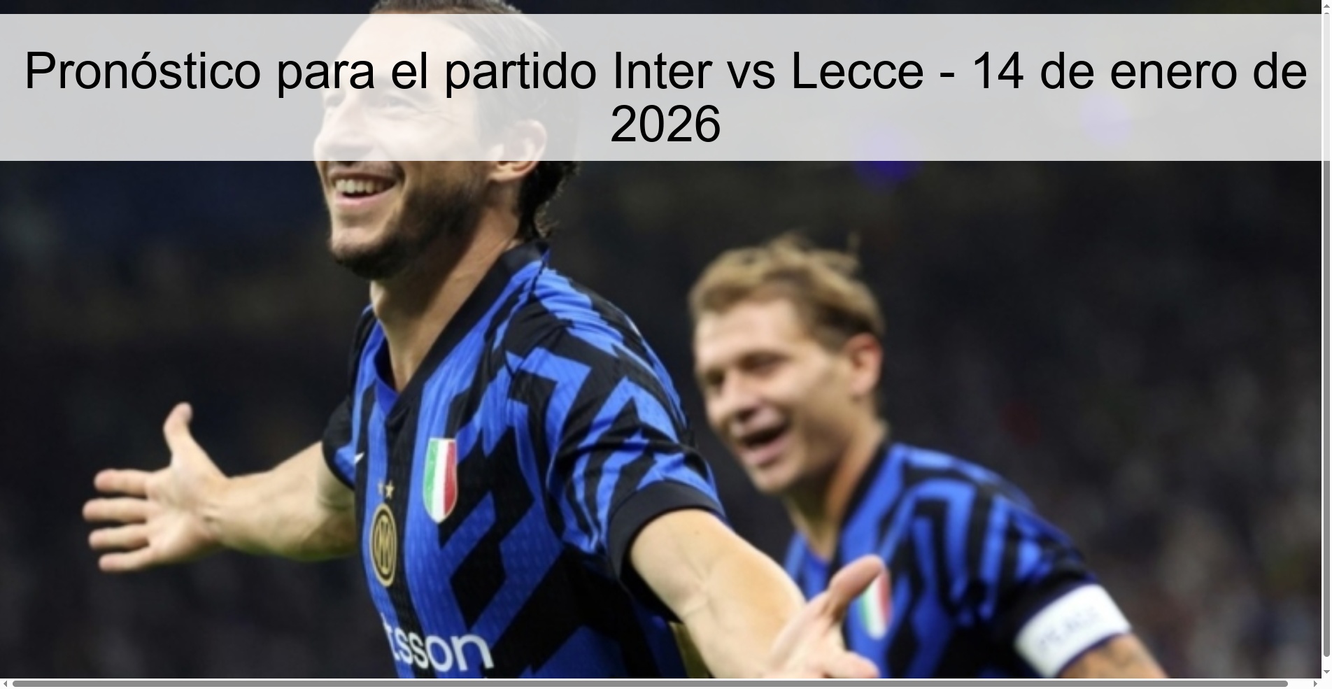 Prediction for the match Inter vs Lecce - January 14, 2026