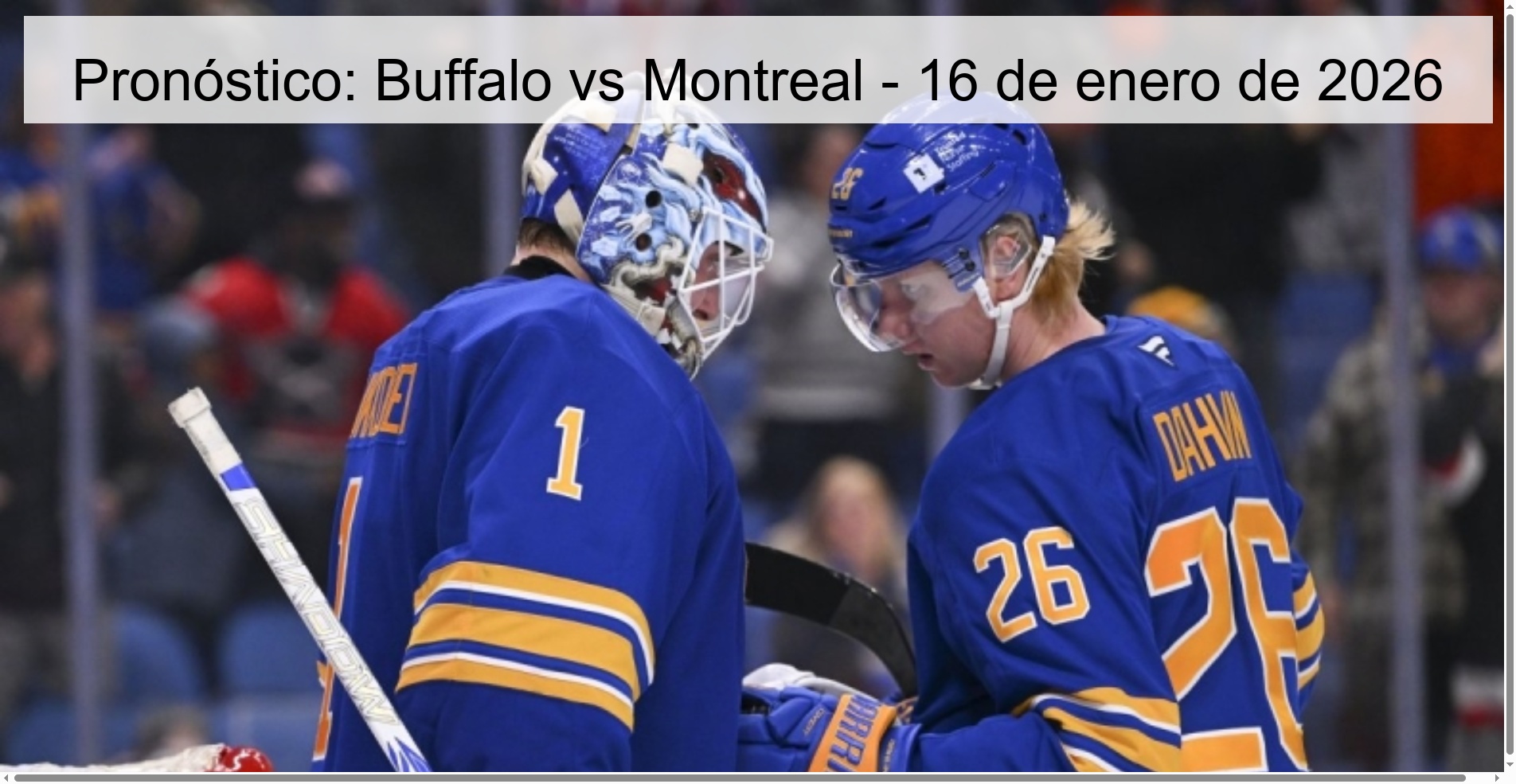 Prediction: Buffalo vs Montreal – January 16, 2026