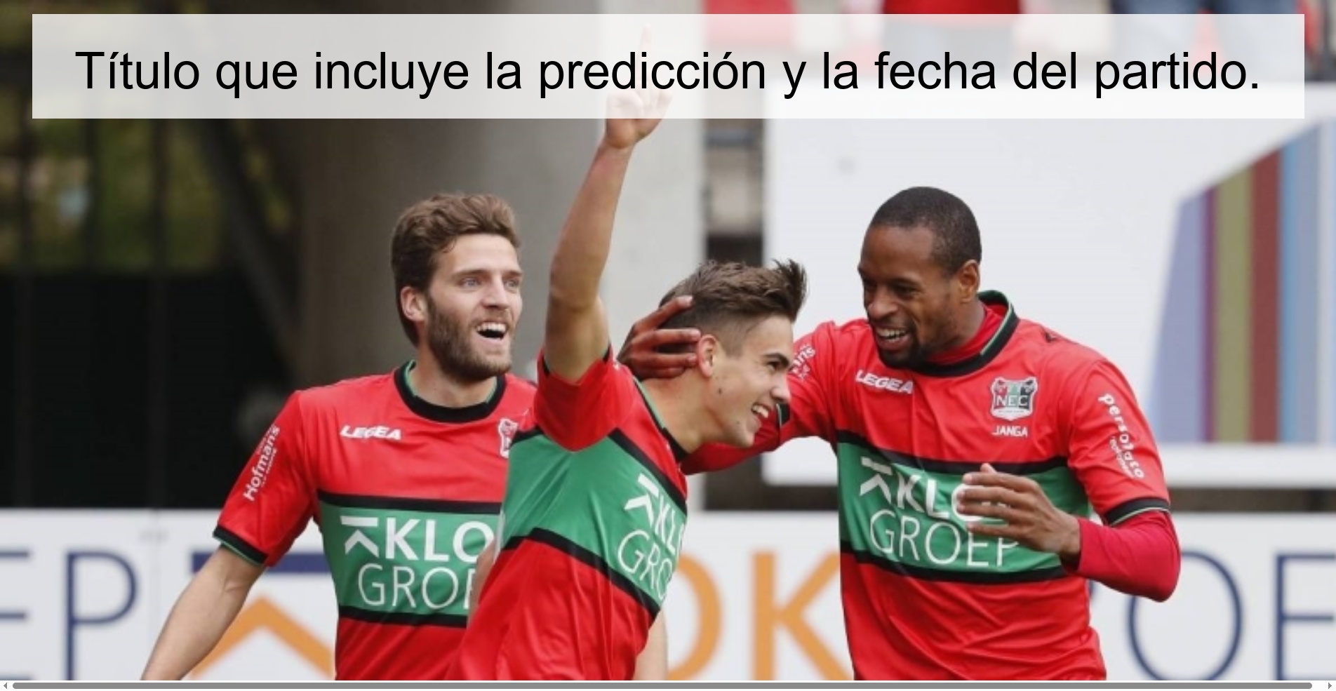 Title that includes the prediction and date of the match.