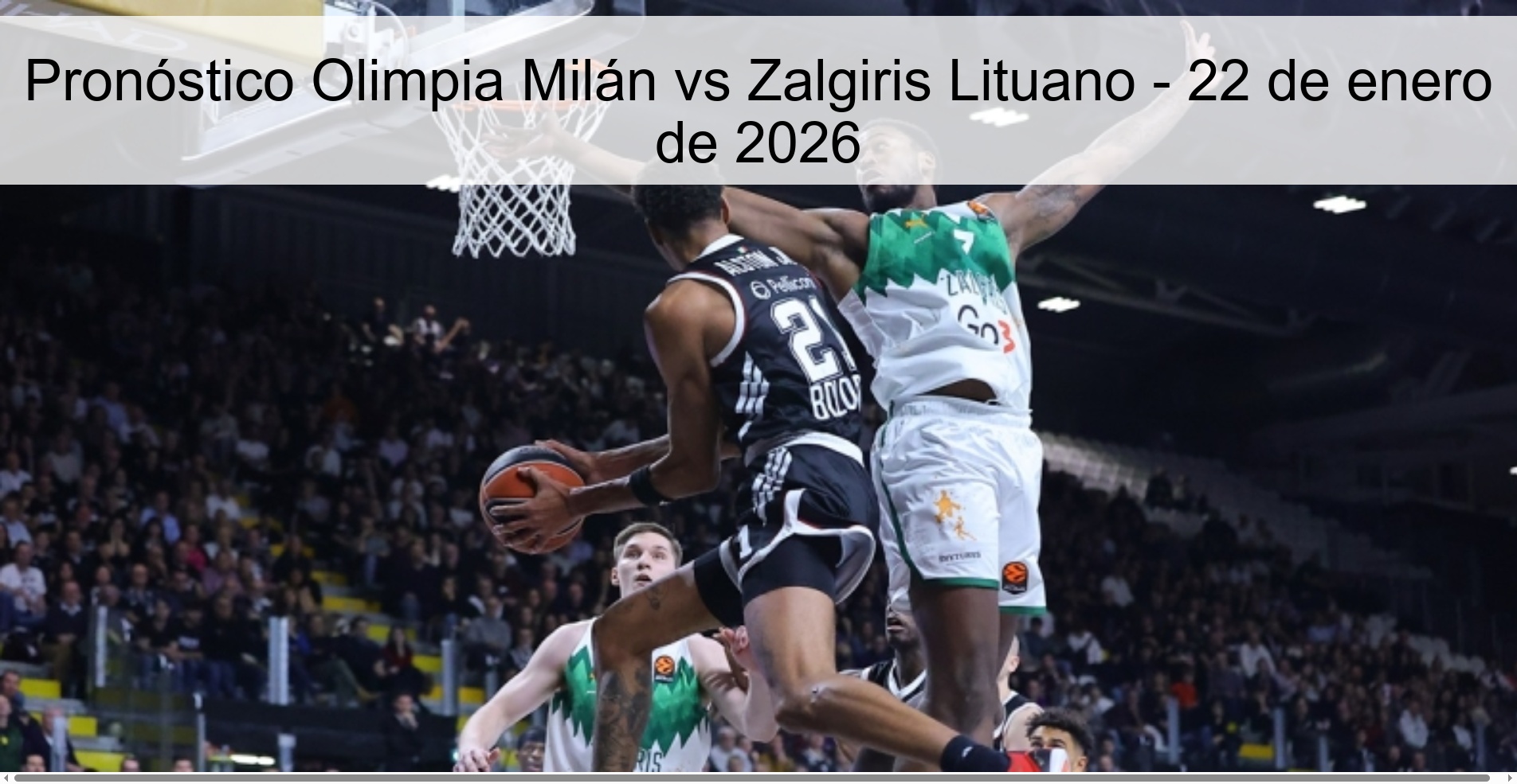 Pronóstico Olimpia Milán vs Zalgiris Lituano - 22 de enero de 2026