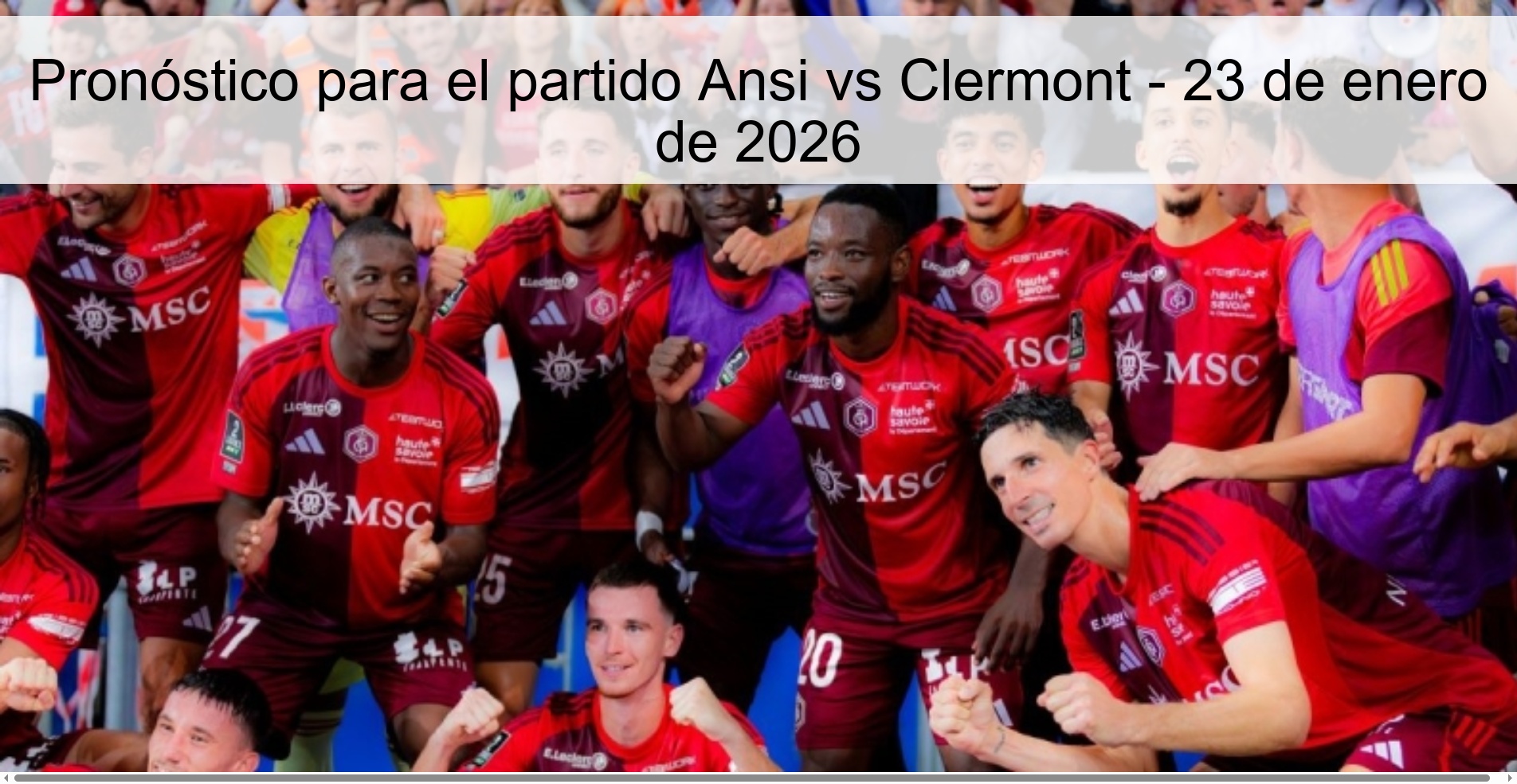 Prediction for the match Ansi vs Clermont - January 23, 2026