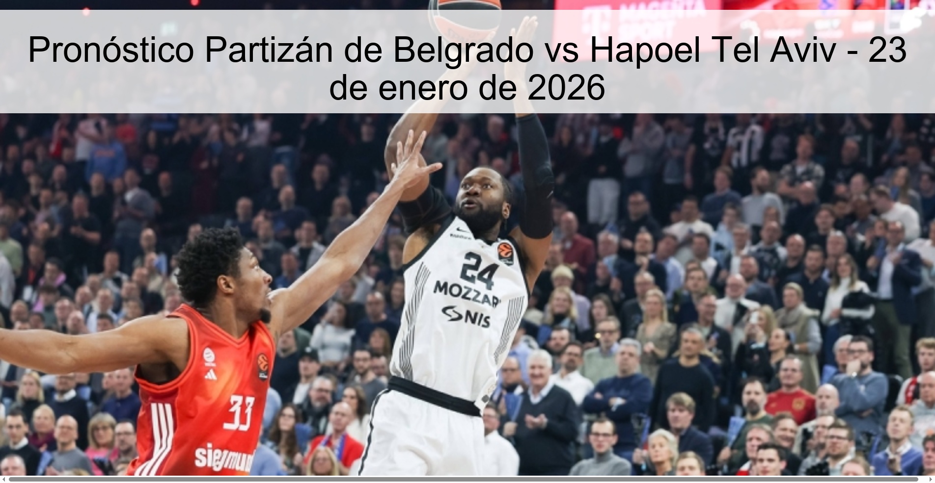 Pronóstico Partizán de Belgrado vs Hapoel Tel Aviv - 23 de enero de 2026