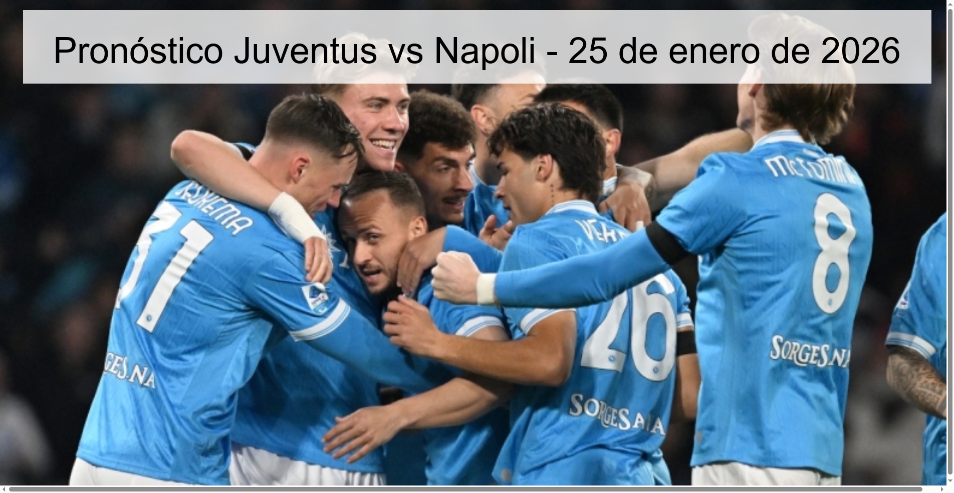 Pronóstico Juventus vs Napoli - 25 de enero de 2026
