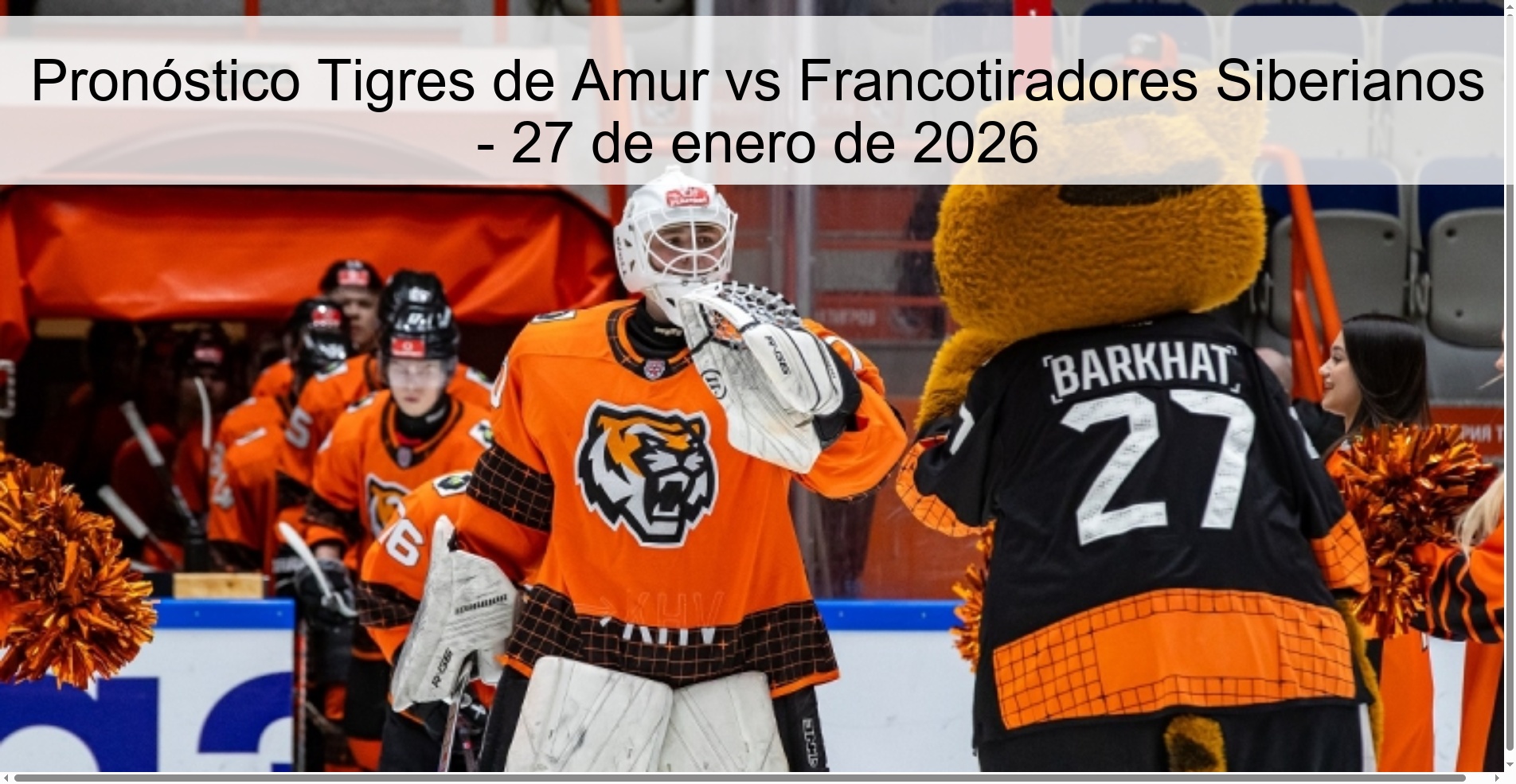 Amur Tigers vs Siberian Snipers Prediction – January 27, 2026